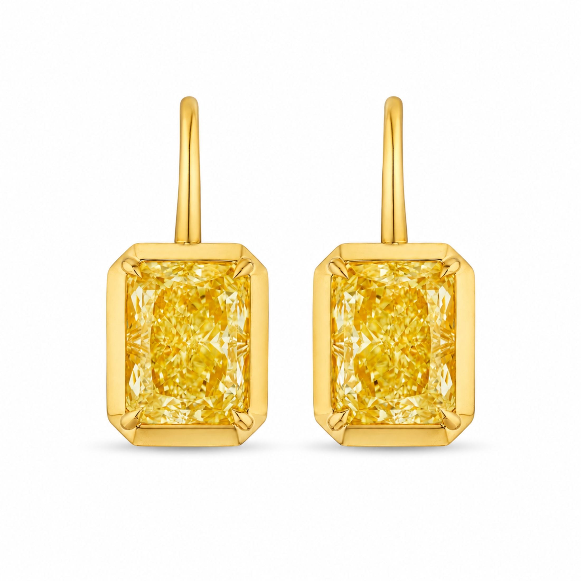 Auralisse 8.17 Carat Yellow Diamond Drop Earrings in 18K Gold