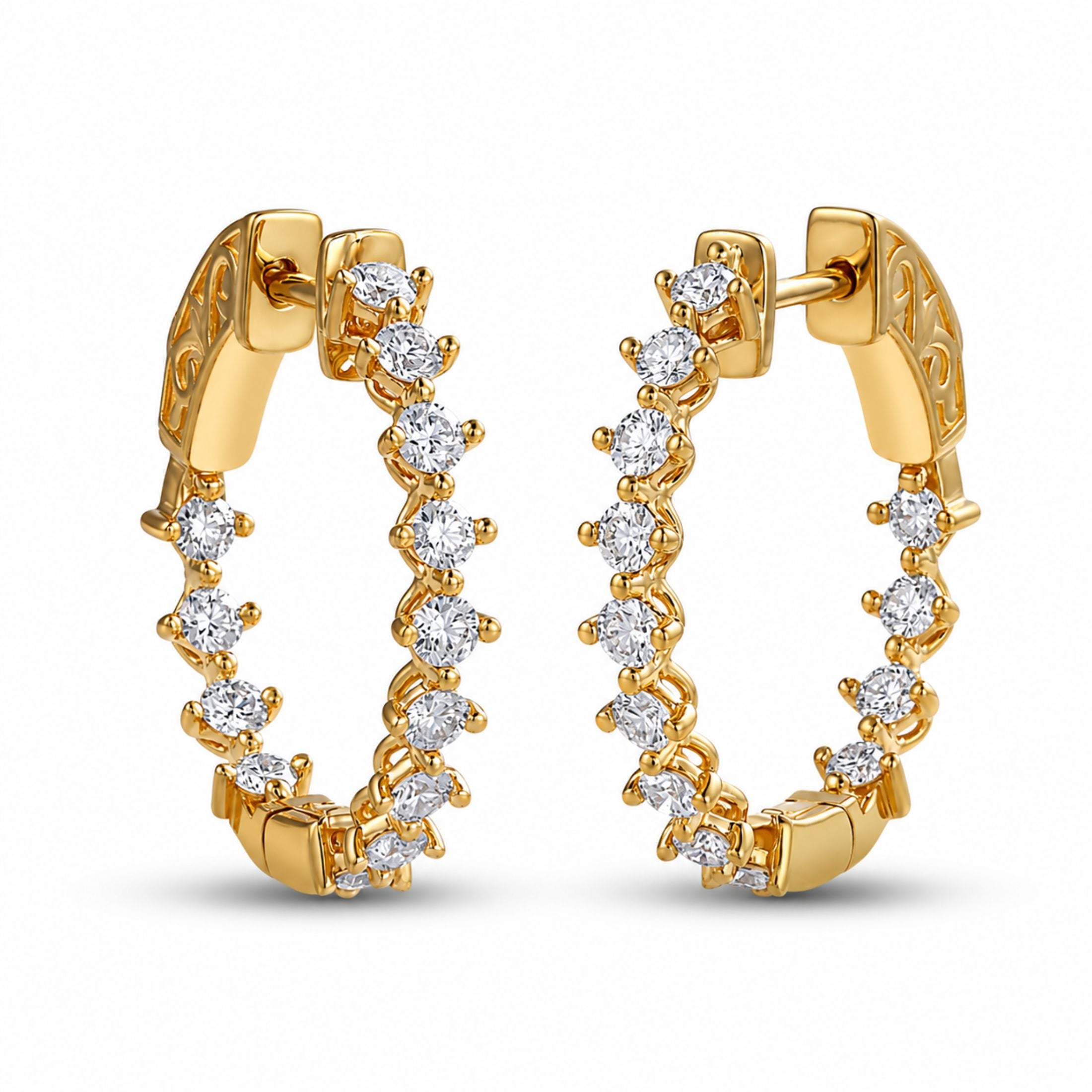 Galadria 1.0 Carat Diamond Hoop Earrings in 18K Gold