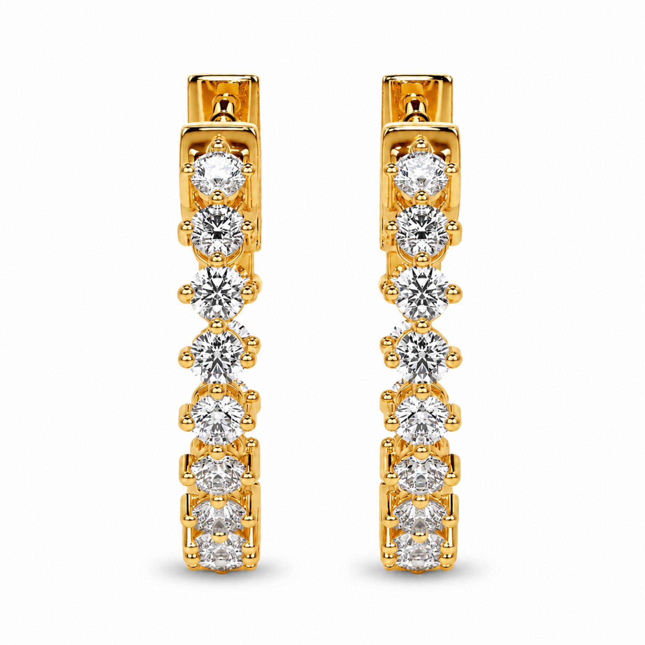 Galadria 1.0 Carat Diamond Hoop Earrings in 18K Gold
