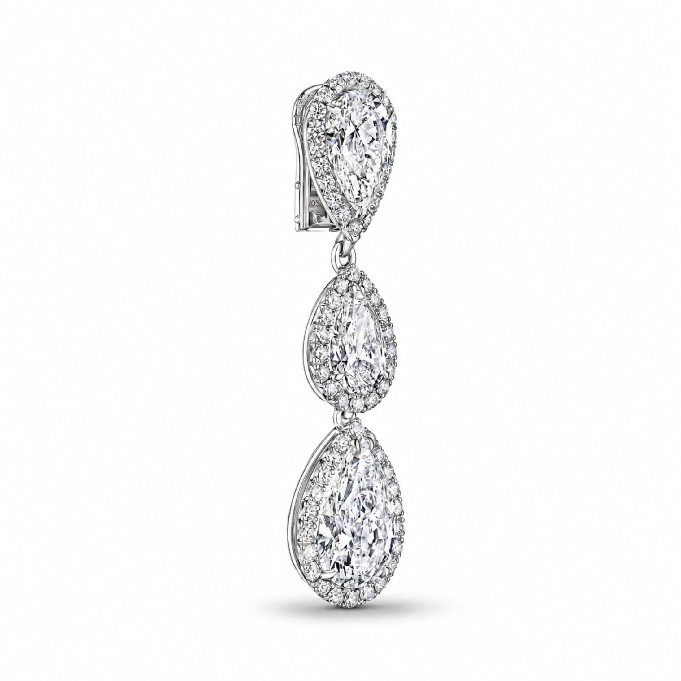 Venat 22.47 Carat Pear Shape Diamond Drop Earrings in Platinum & 18K White Gold