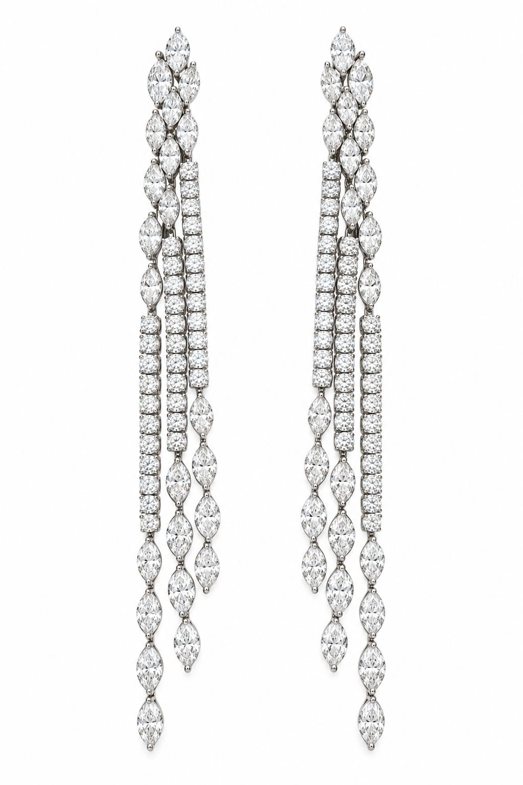 Leviev 8.85 Carat Marquise and Round Diamond Earrings in 18K White Gold