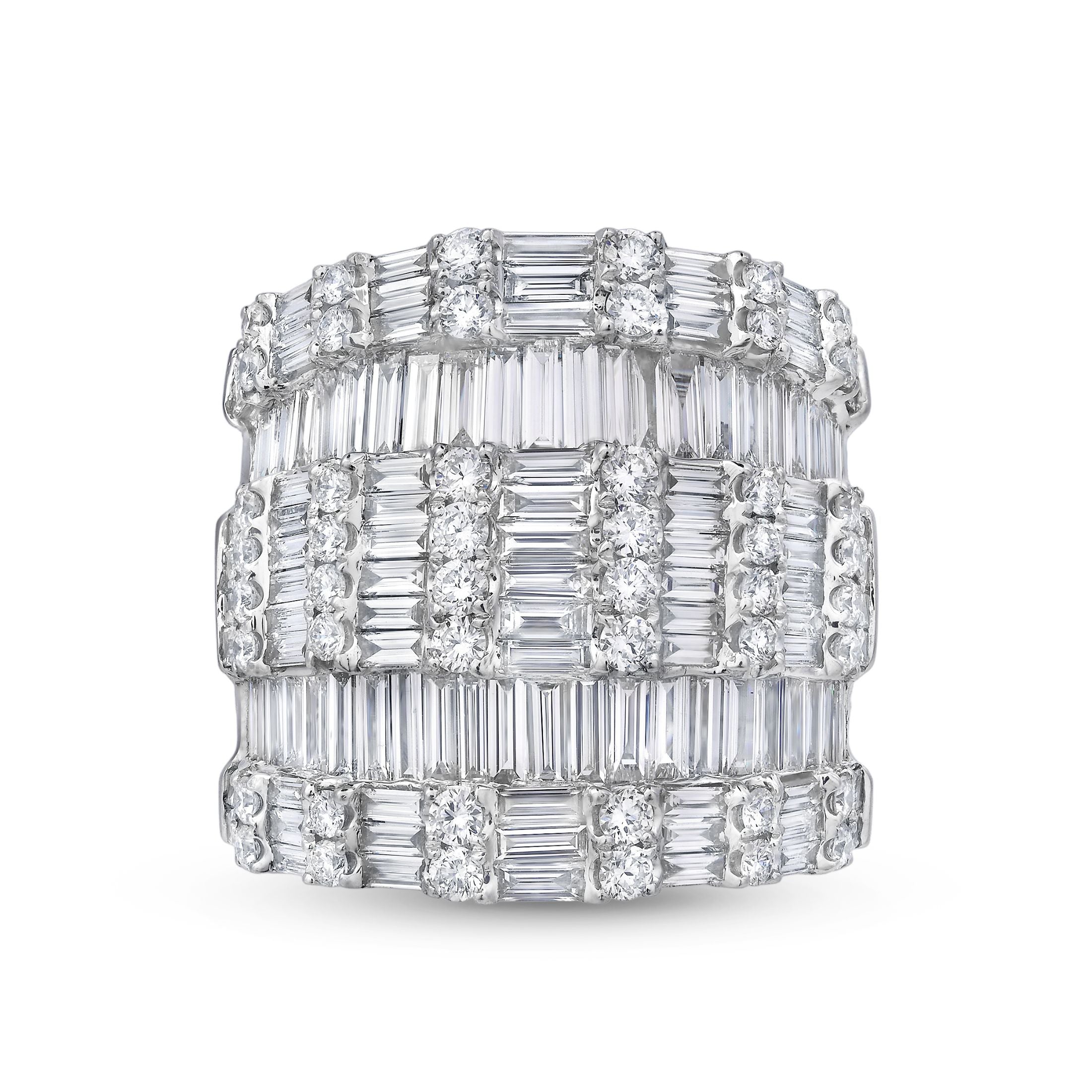 Echelon Radiant 4.28 Carat Diamond Ring in 18K White Gold