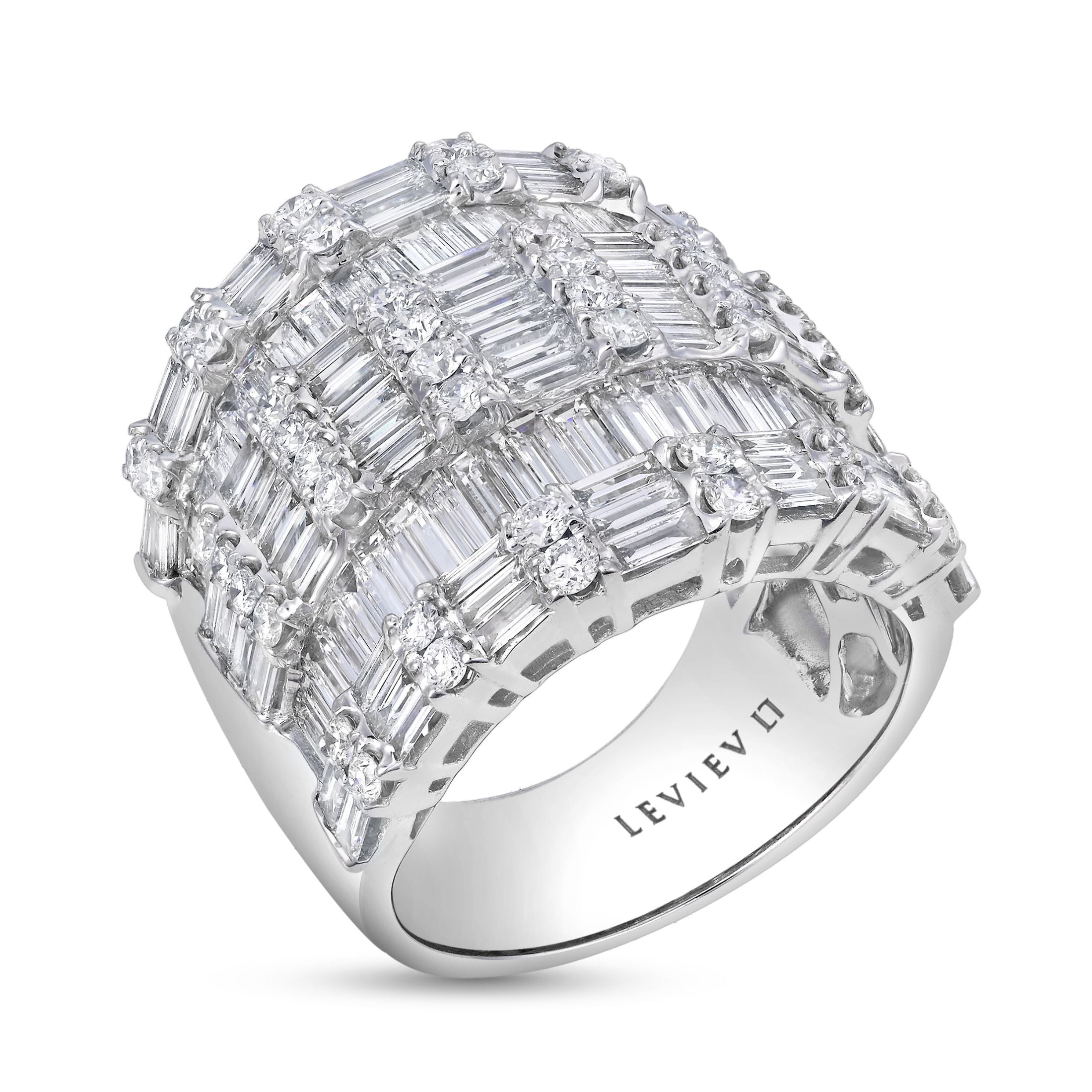 Echelon Radiant 4.28 Carat Diamond Ring in 18K White Gold
