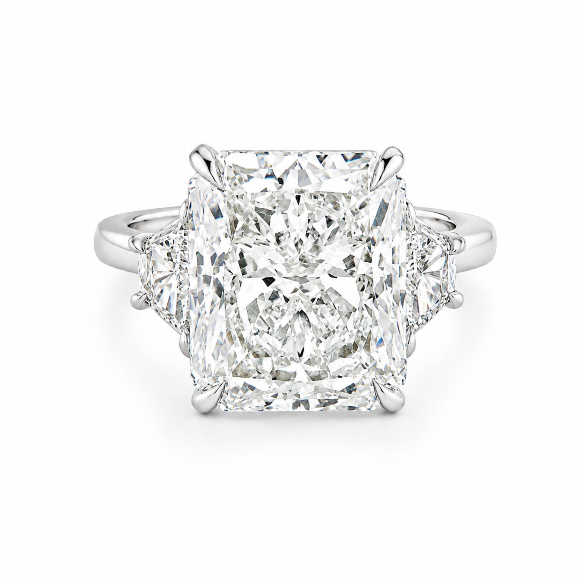 Leviev Echo Celeste platinum ring with 13.3 carat round cut diamond and shoulder stones