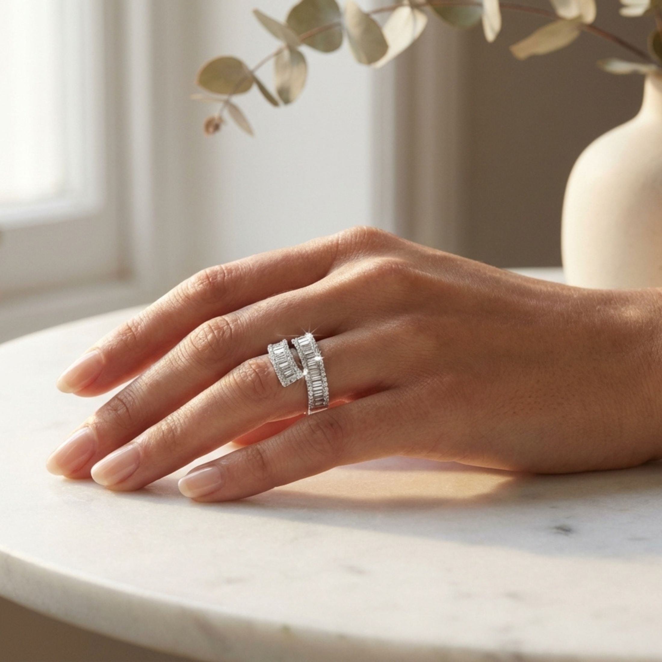 Éclosion Arch 2.4 Carat Tapered Baguettes Bypass Ring in 18K White Gold Leviev Rings Diamond, Diamond Ring, Diamond Statement Ring, Leviev, Leviev Ring, Leviev Signature, Luxury Diamond Ring, Natural Diamond, Natural Diamond Ring, Natural Diamonds, Rings, White Gold & Diamond, White Gold & Diamond Ring, Women's Jewelry, Women's Ring Leviev 