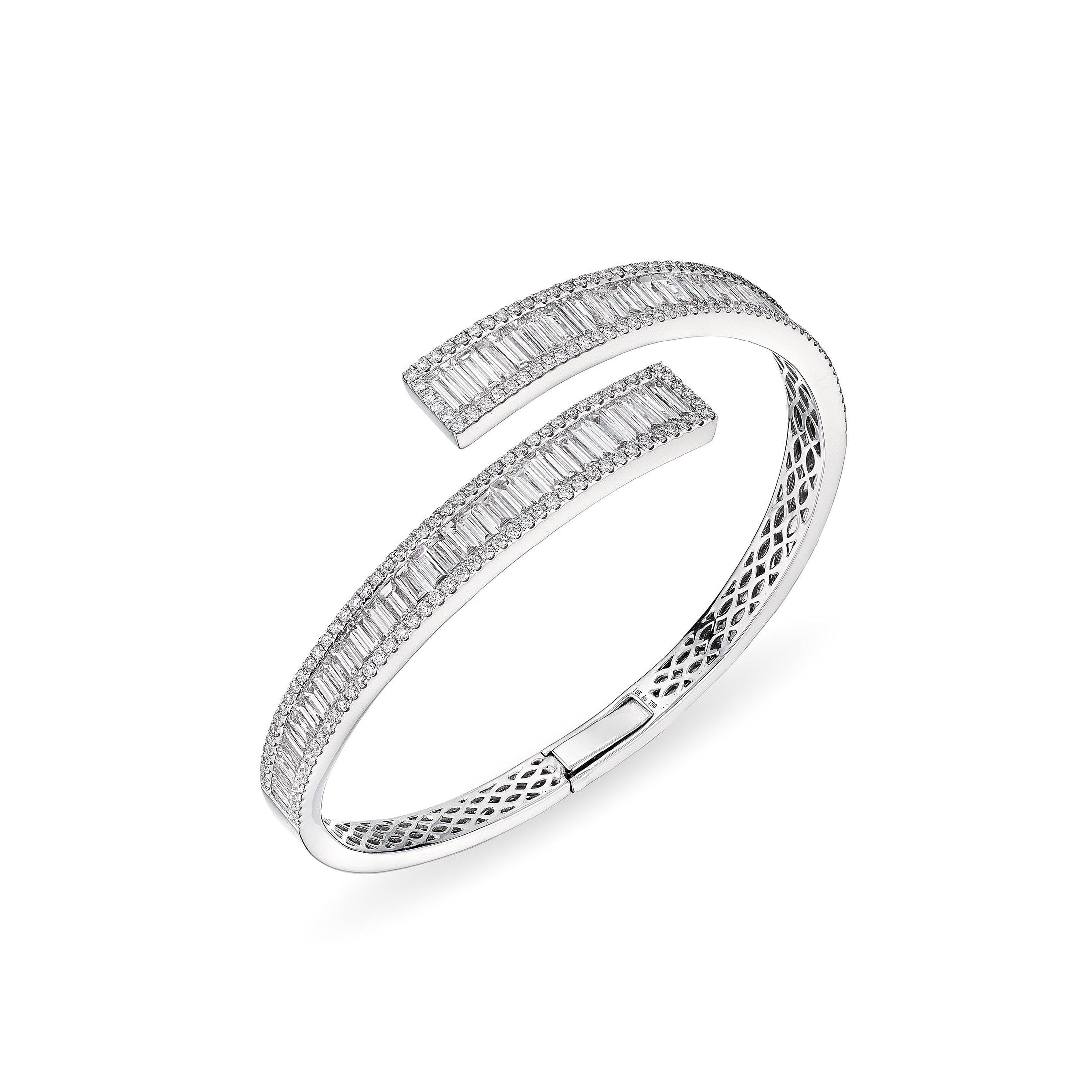 Éclosion Arch 5.75 Carat Baguette Diamond Bangle Bracelet in 18K White Gold Leviev Bracelets Bracelets, Leviev, Leviev Signature, Signature Leviev 