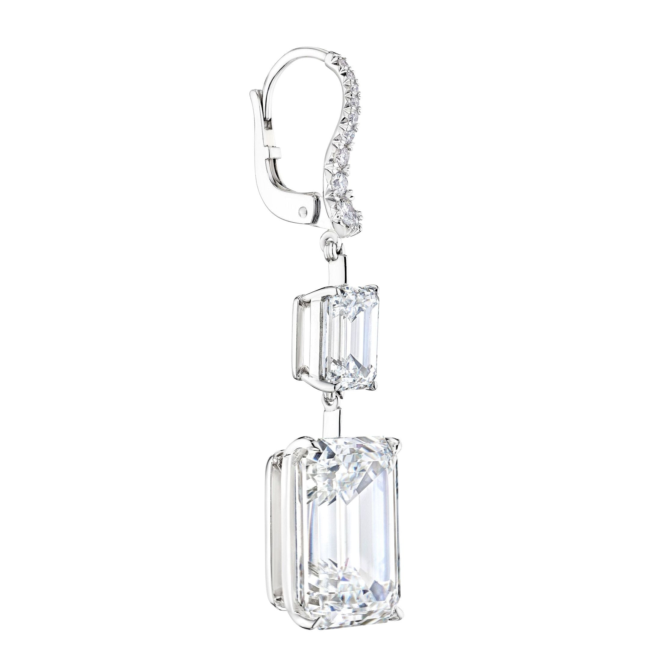 Edge of Light 26.29 Carat Emerald Cut Diamond Earrings in Platinum Leviev Earrings Leviev 
