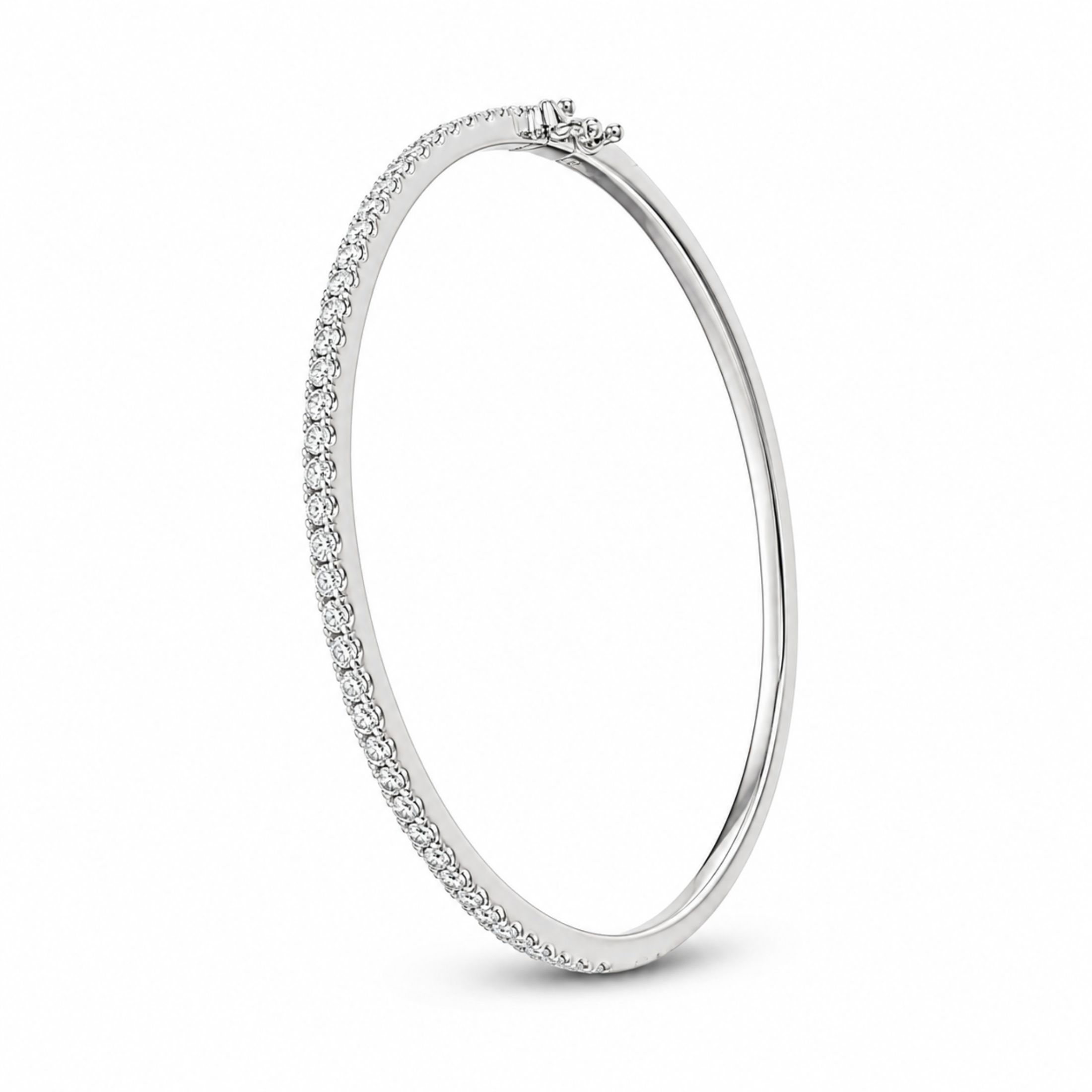 Ellipse 1.01 Carat Diamond Bangle Bracelet in 18K White Gold