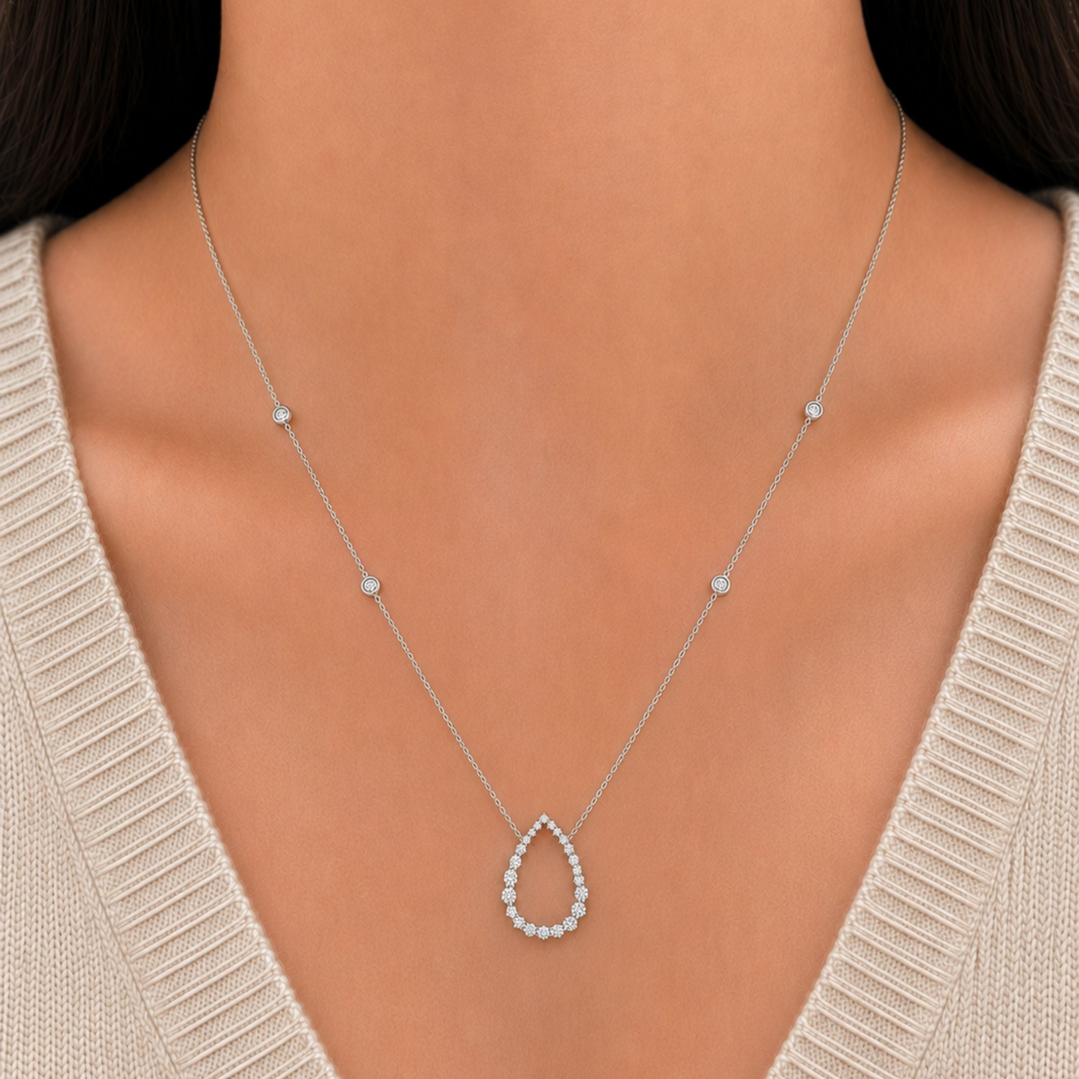 Elmyra 0.62 Carat Diamond Pendant Necklace in 18K White Gold