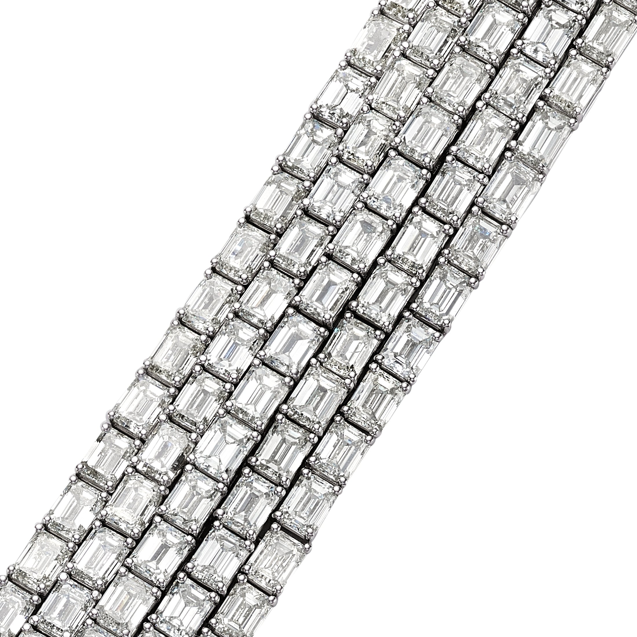 Emerald Cut Diamond Multi-Row Bracelet, 48 CT Leviev Bracelets Bracelets
