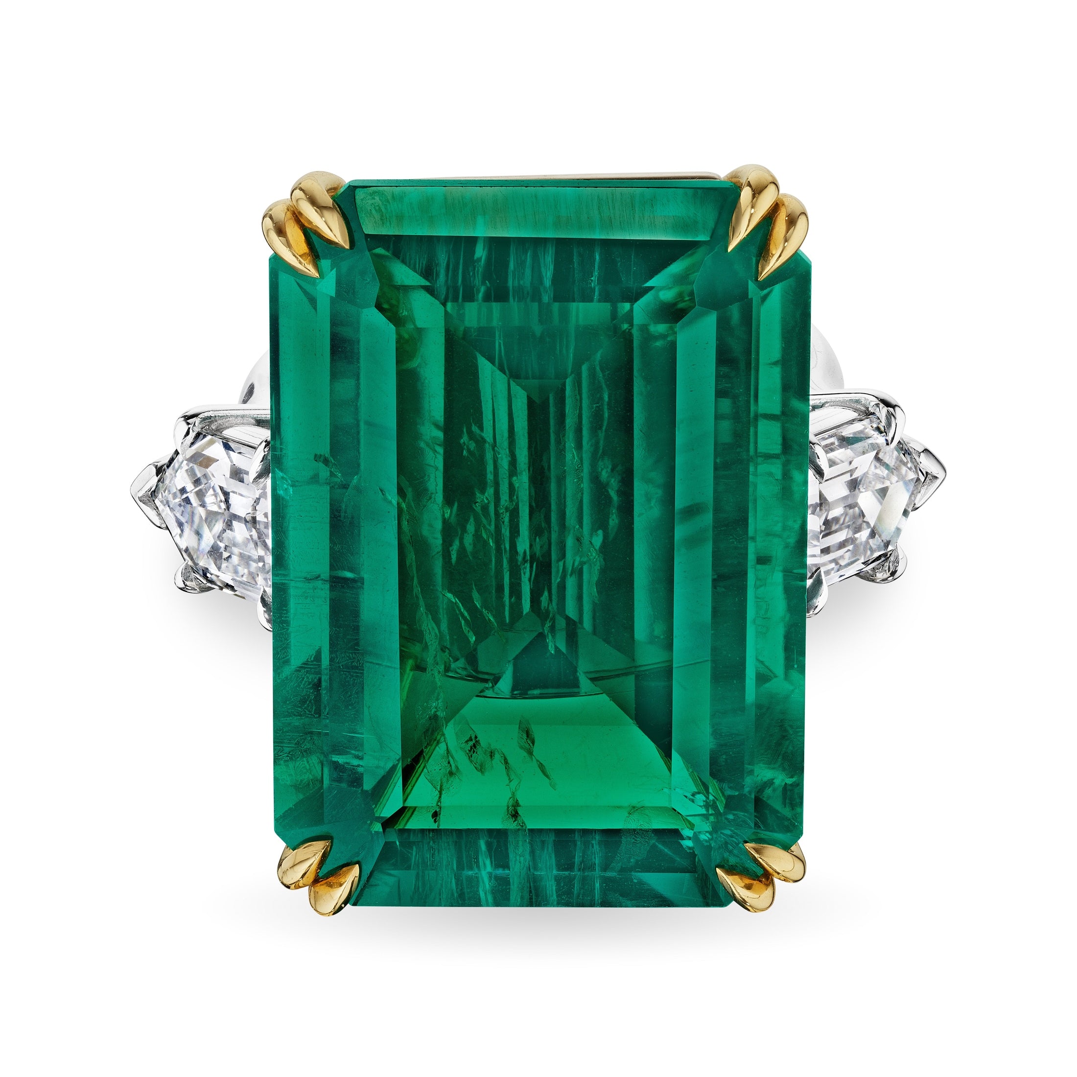 Emerald Cut Diamond Ring With Bullet Diamonds, 26 CT Leviev Rings Rings Leviev 