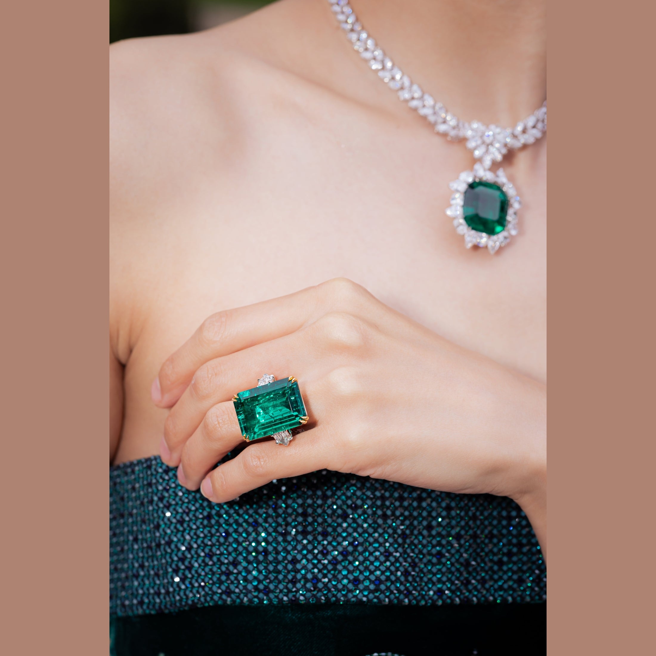 Emerald Cut Diamond Ring With Bullet Diamonds, 26 CT Leviev Rings Rings Leviev 
