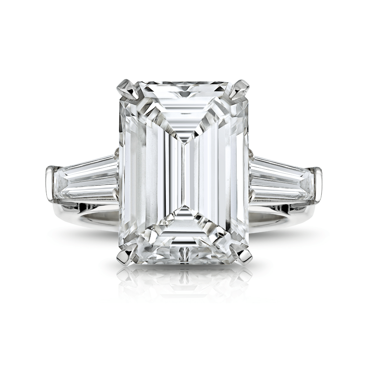 Emerald Cut Diamond Ring with Tapered Baguettes, 5.05 CT Leviev Rings Rings Leviev 