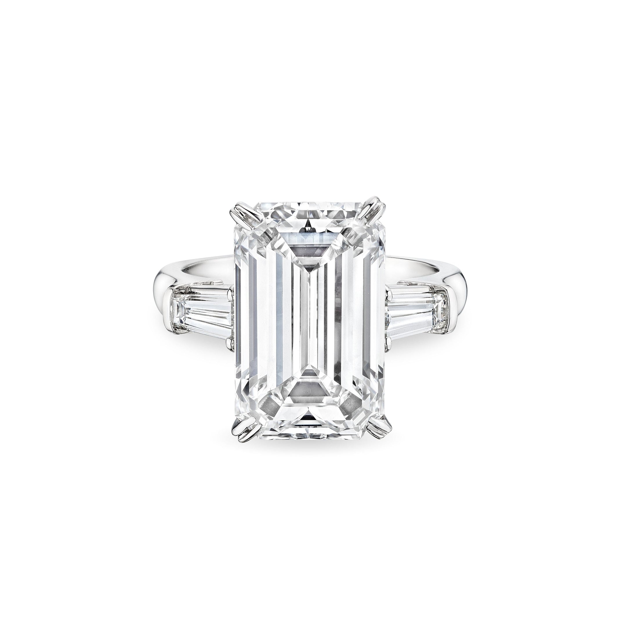 'Enchanted Twilight' Platinum Diamond Ring, 7.54 CT Leviev Rings Emerald Cut, Rings Leviev 