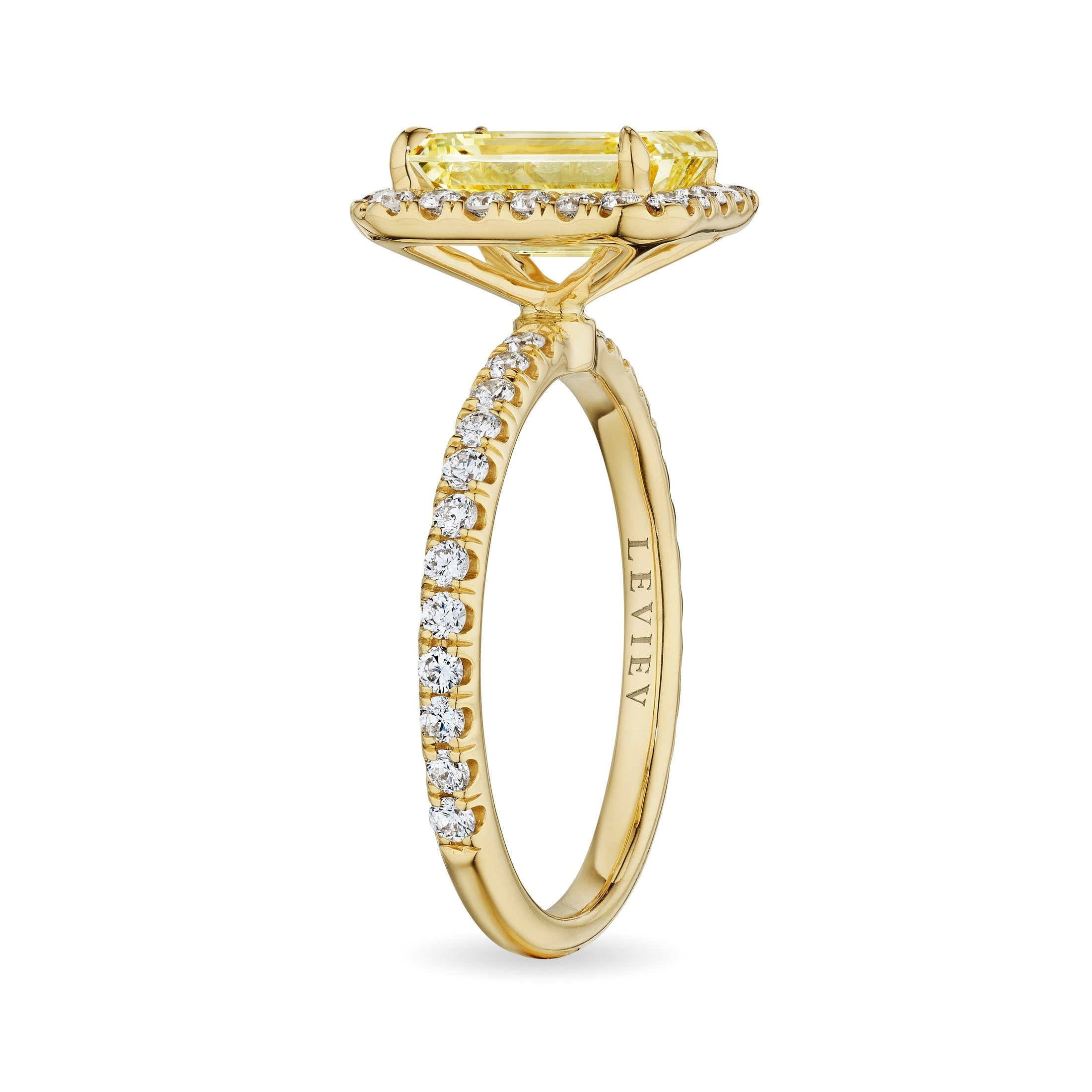 Enuara 2.64 Carat Emerald Cut Diamond Halo Ring in 18K Gold Leviev Rings Emerald Cut, Leviev Signature, Rings, Signature Leviev 