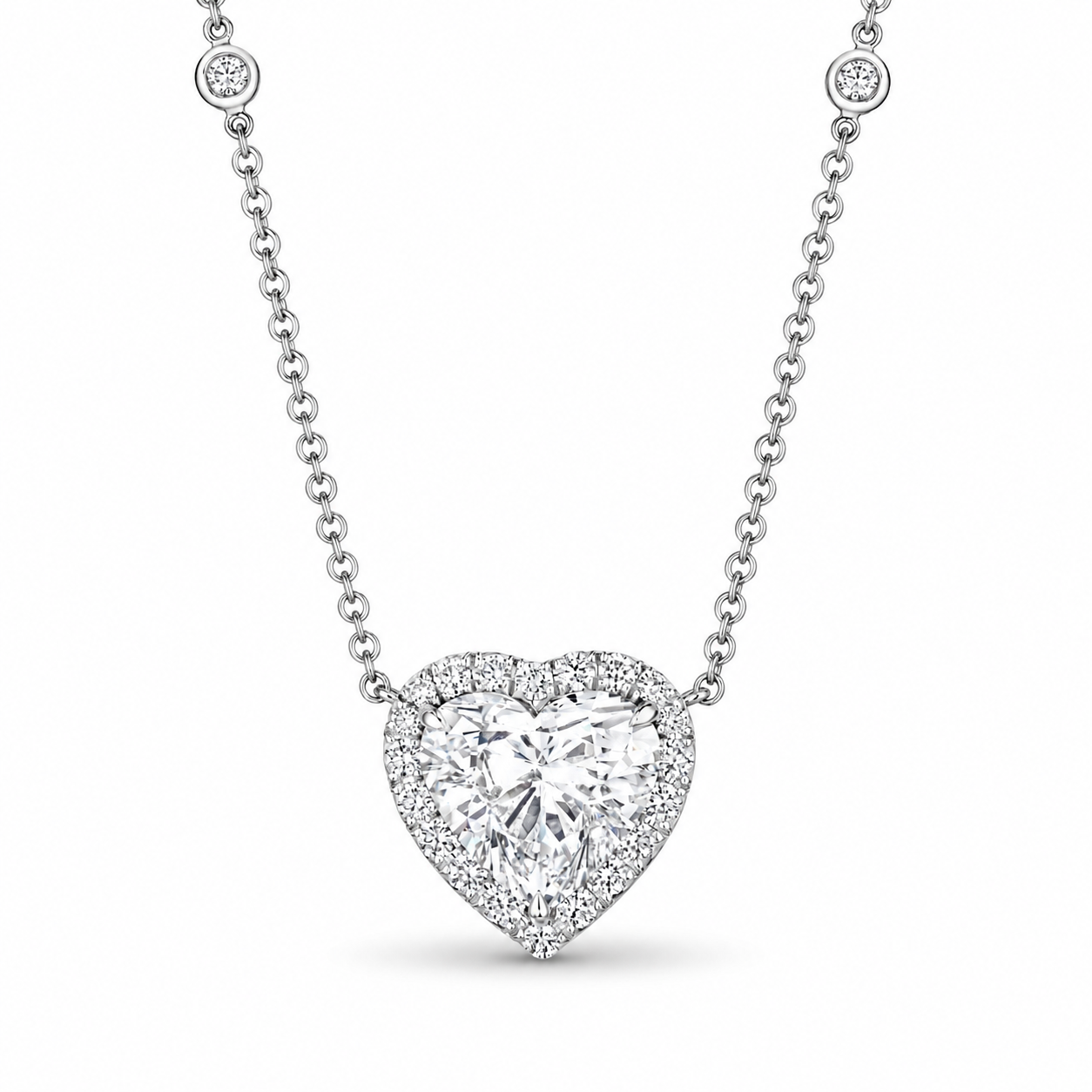 Everlight Heart 5.71 Carat Diamond Pendant Necklace in Platinum & 18K White Gold