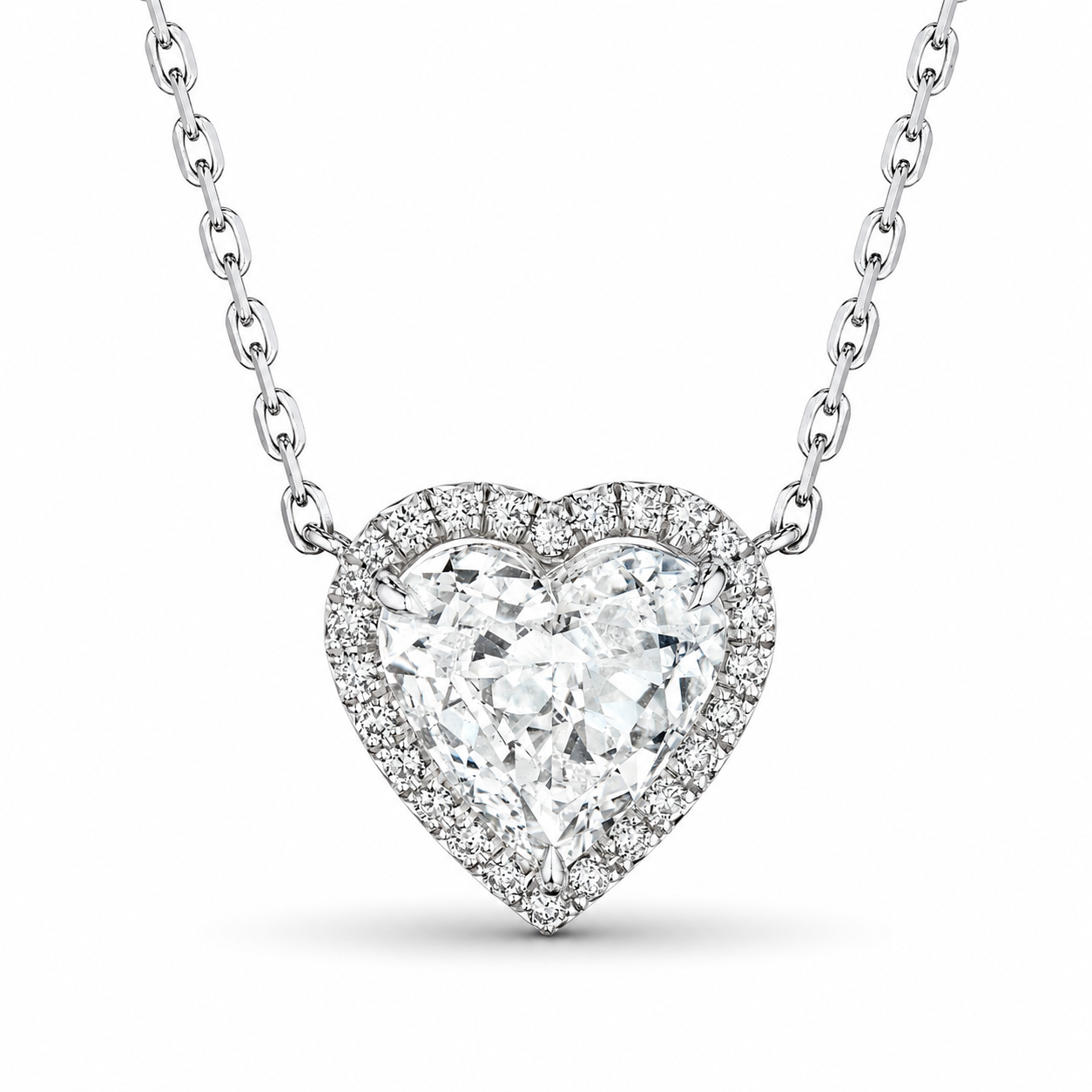 Everlight Heart 5.71 Carat Diamond Pendant Necklace in Platinum & 18K White Gold