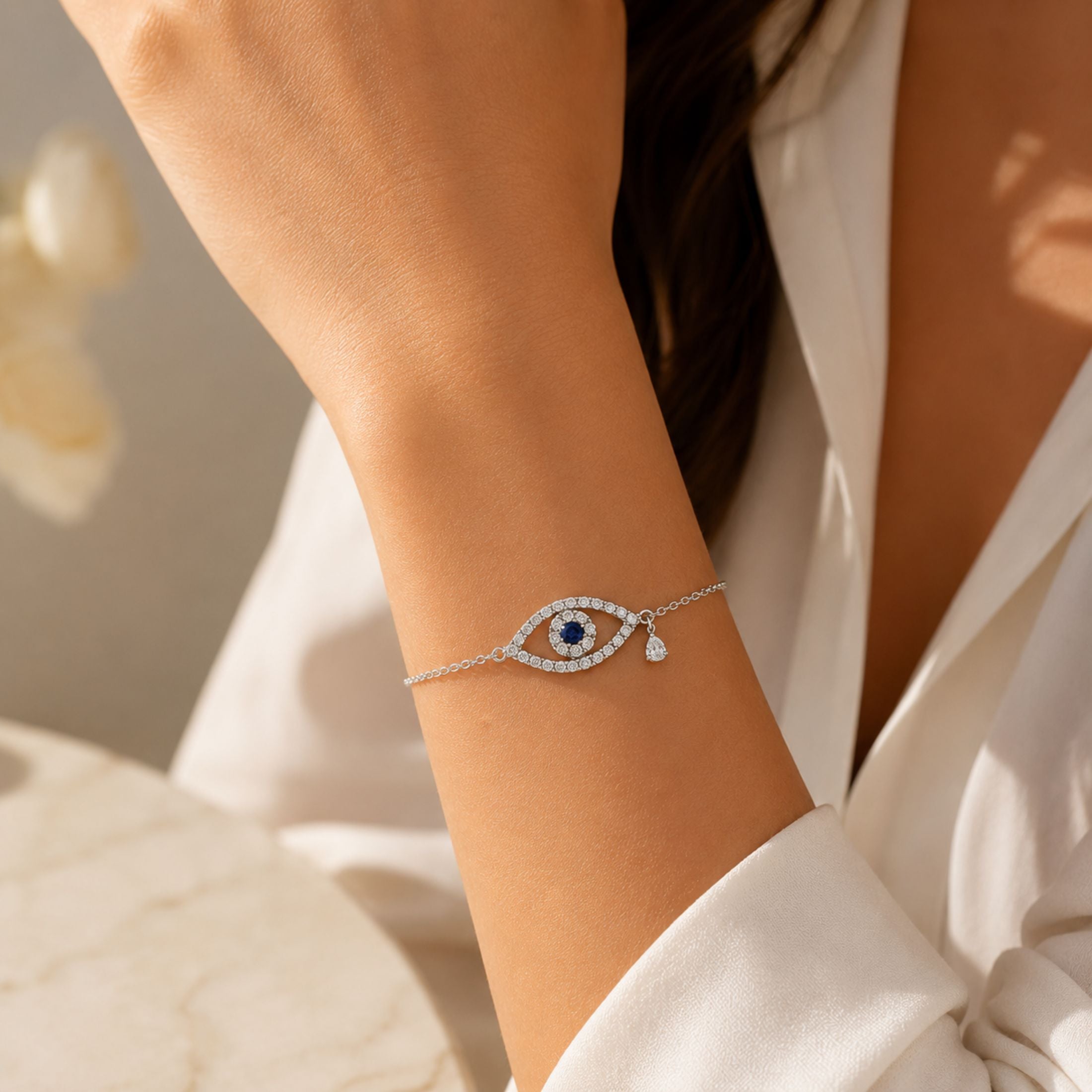 Eye of Protection Bracelet .30 Carat Diamond Bracelet in 18K White Gold & Platinum