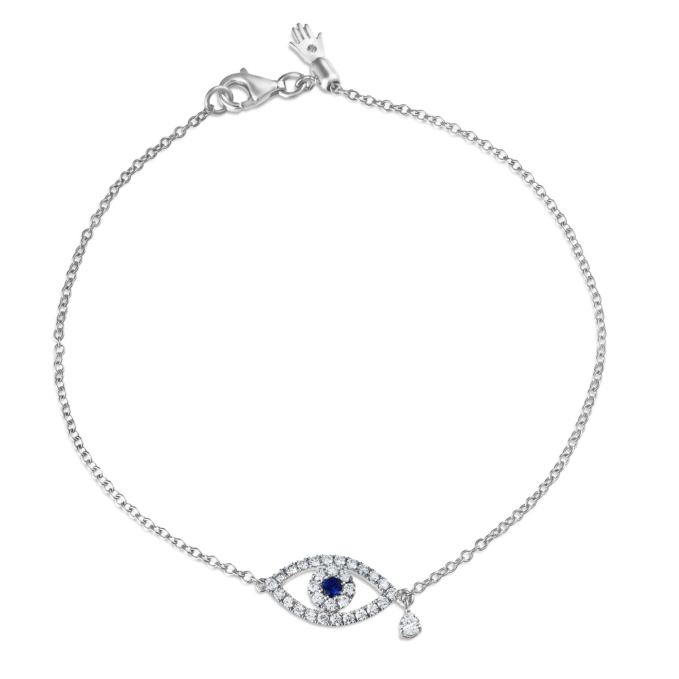Eye of Protection Bracelet .30 Carat Diamond Bracelet in 18K White Gold & Platinum Leviev Bracelets Bracelet, Bracelets, Charm Bracelet, Everyday Bracelet, Evil Eye, Evil Eye Bracelet, Evil Eye Diamond Jewelry, Eye of Protection Bracelet, Leviev, Leviev Bracelet, Leviev Signature, Lucky Charm Jewelry, Protection Jewelry, Sapphire & Diamond, Sapphire & Diamond Evil Eye Jewelry, Sapphire & Diamonds, Talisman Jewelry Leviev 
