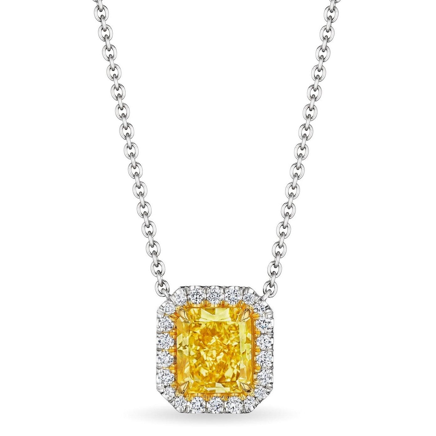 Fancy Intense Yellow Radiant Cut Diamond Pendant, 3 CT Leviev Necklaces Necklaces Leviev 