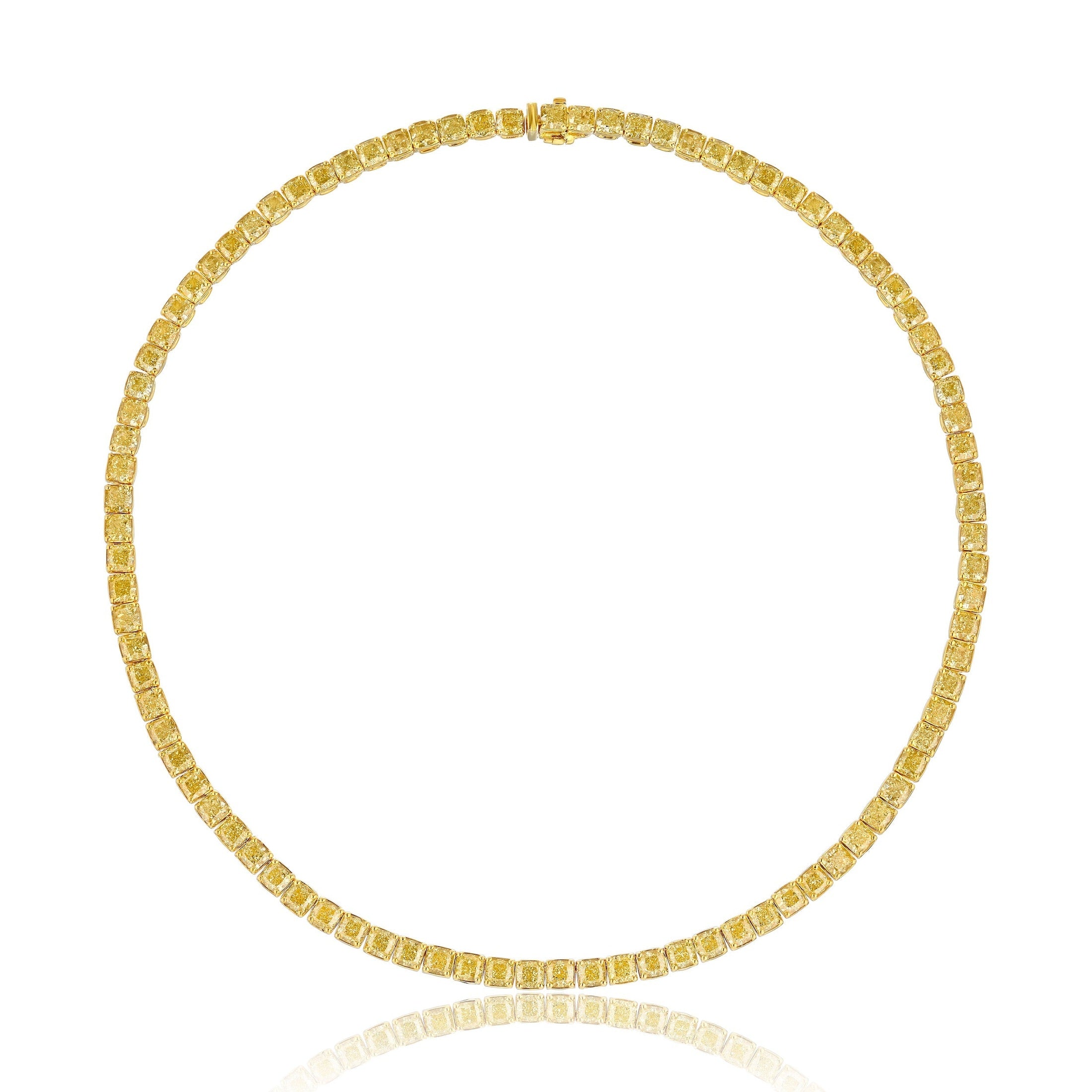 Fancy Intense Yellow Tennis Necklace, 36 CT Leviev Necklaces Necklaces
