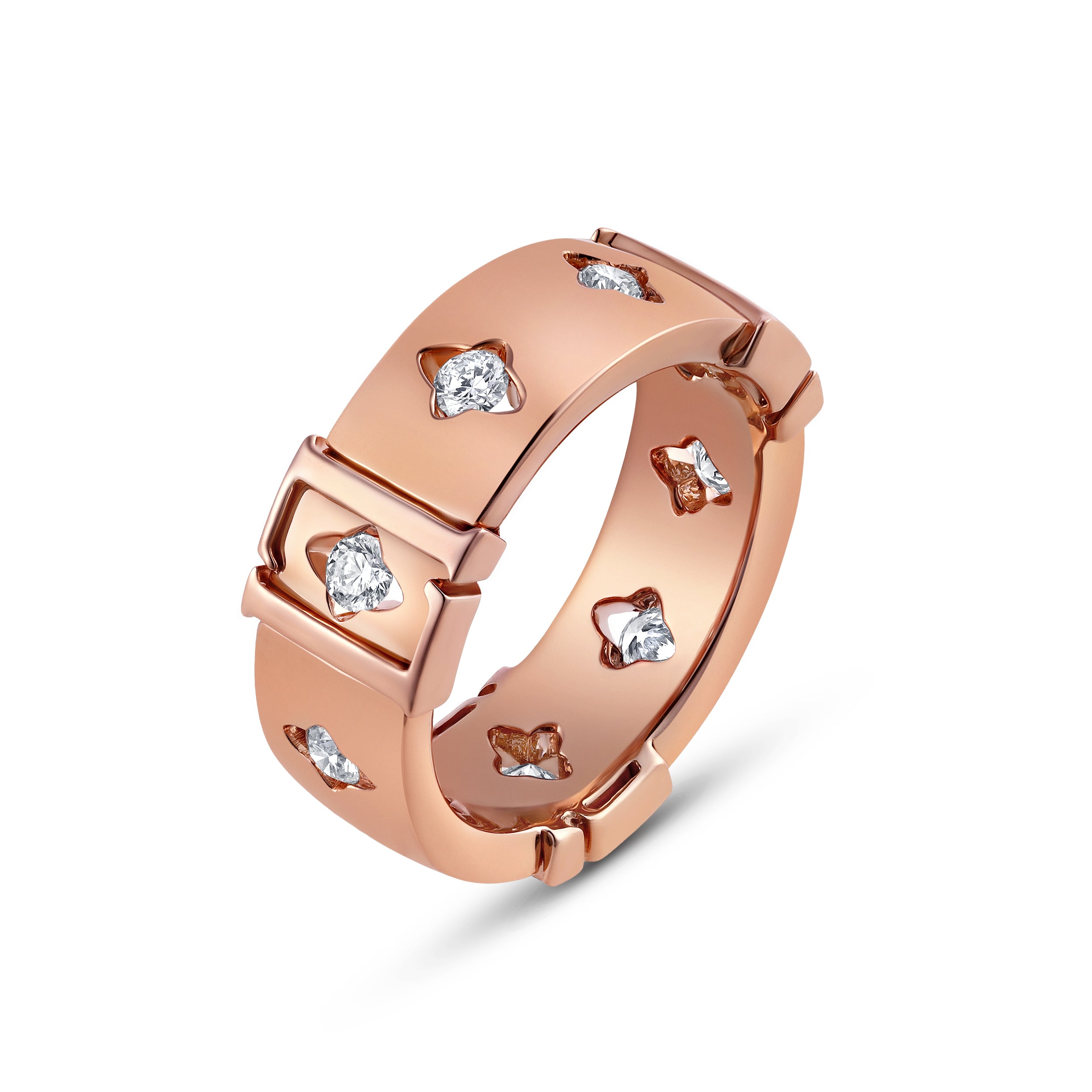 Filigree Lattice Diamond Ring in 18K Rose Gold
