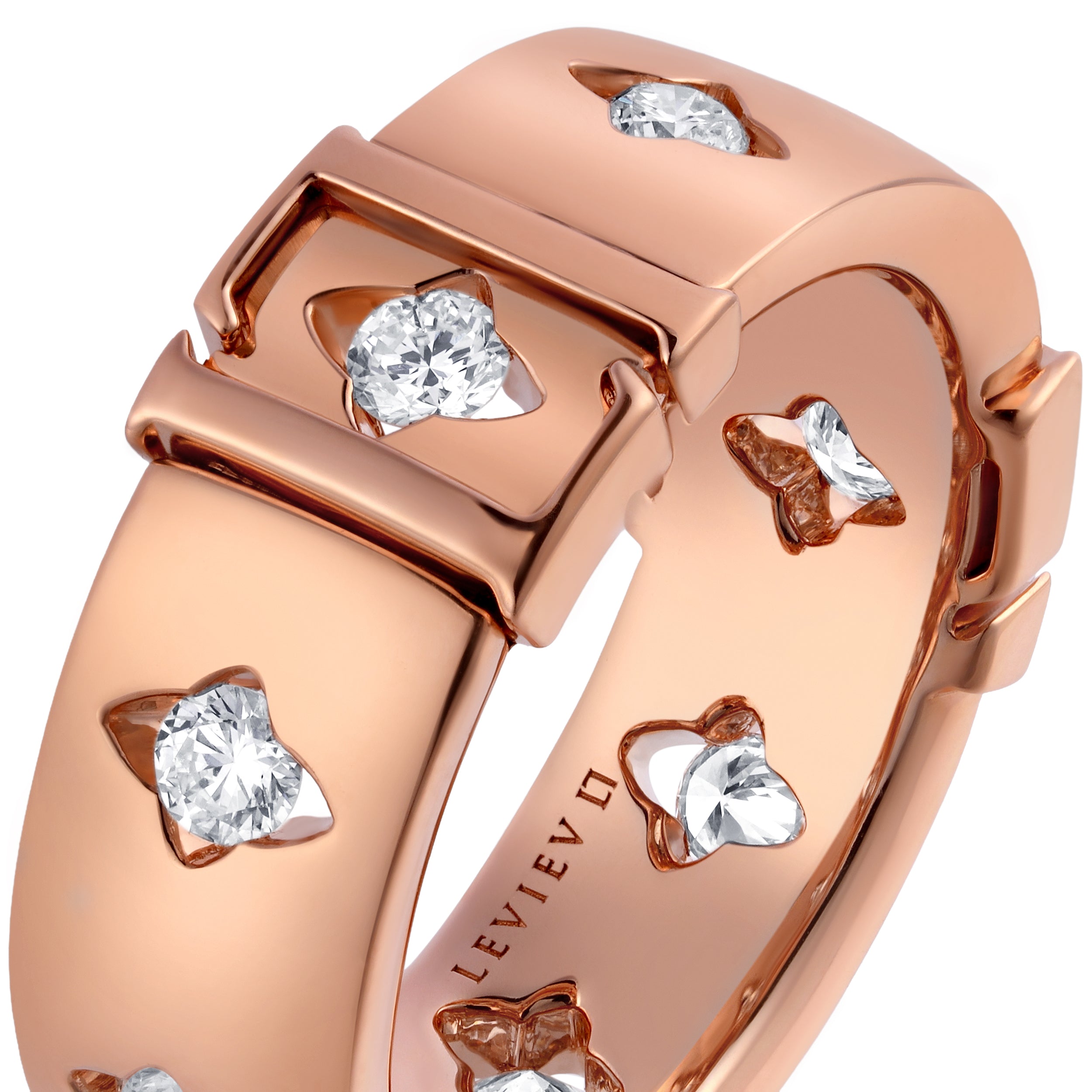 Filigree Lattice Diamond Ring in 18K Rose Gold
