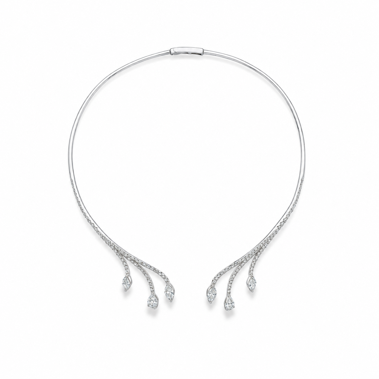 Fleur Collar 4.87 Carat Diamond Necklace in 18K White Gold