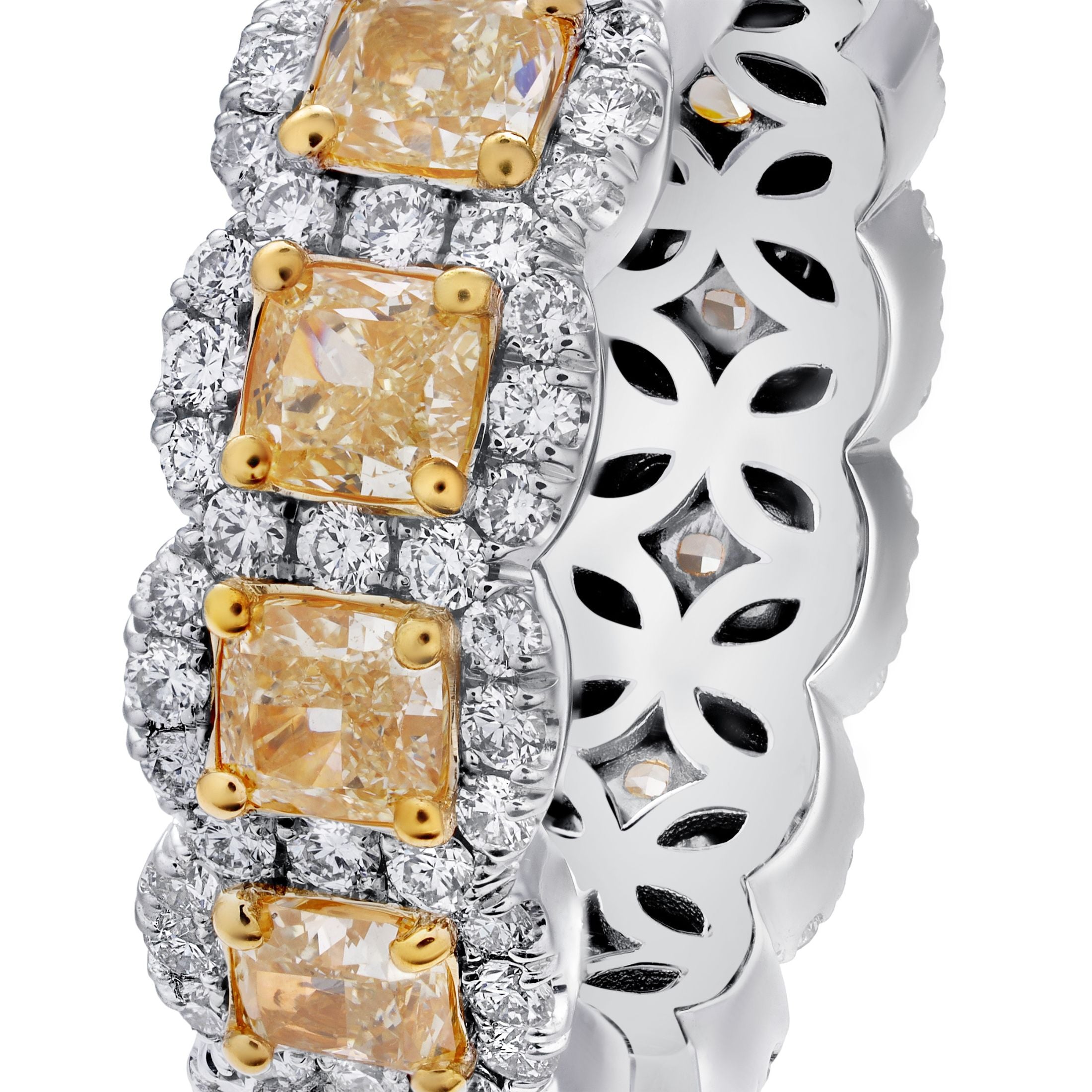 Genevieve 4.97 Carat Fancy Yellow Diamond Eternity Ring in 18K Gold