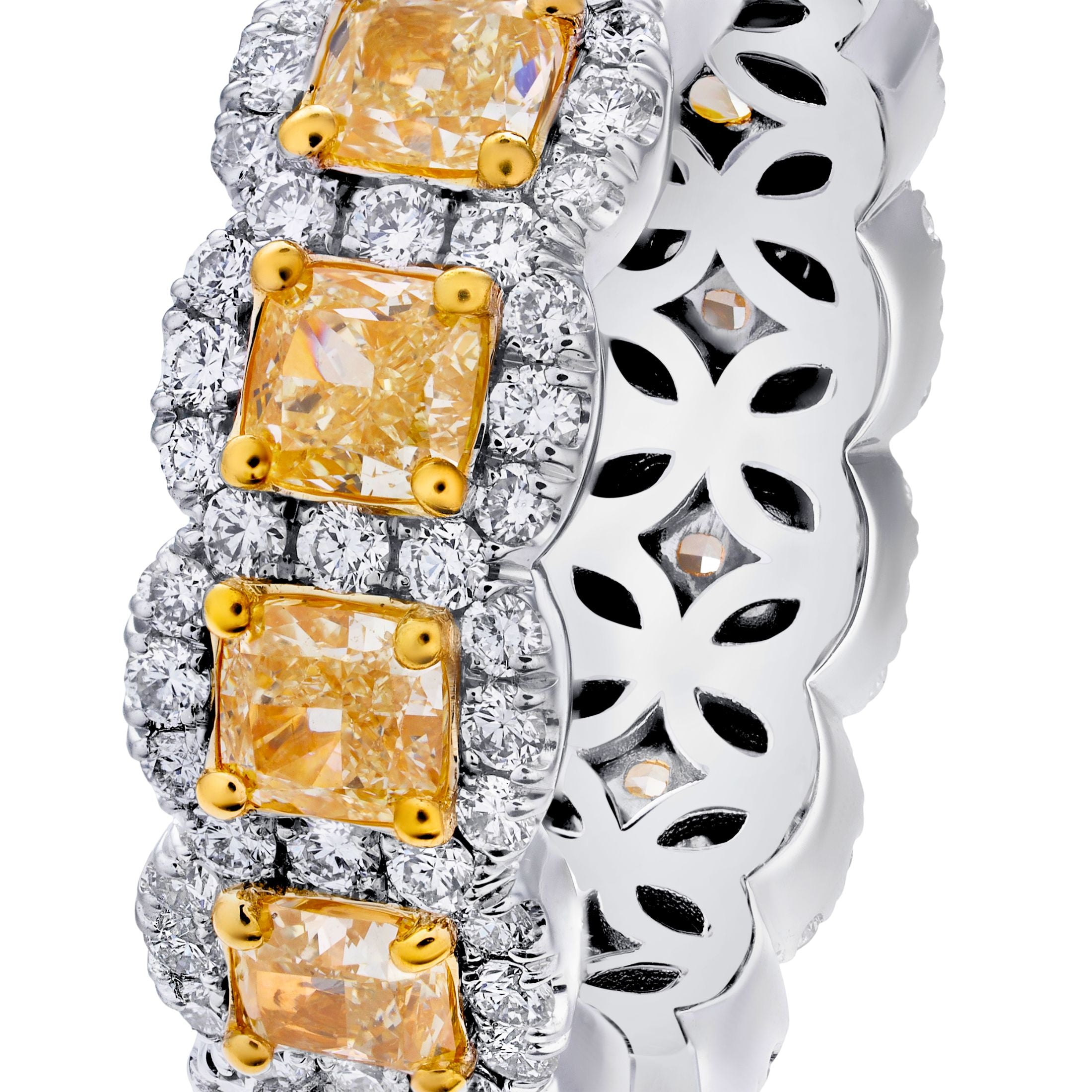 Genevieve 4.97 Carat Fancy Yellow Diamond Eternity Ring in 18K Gold