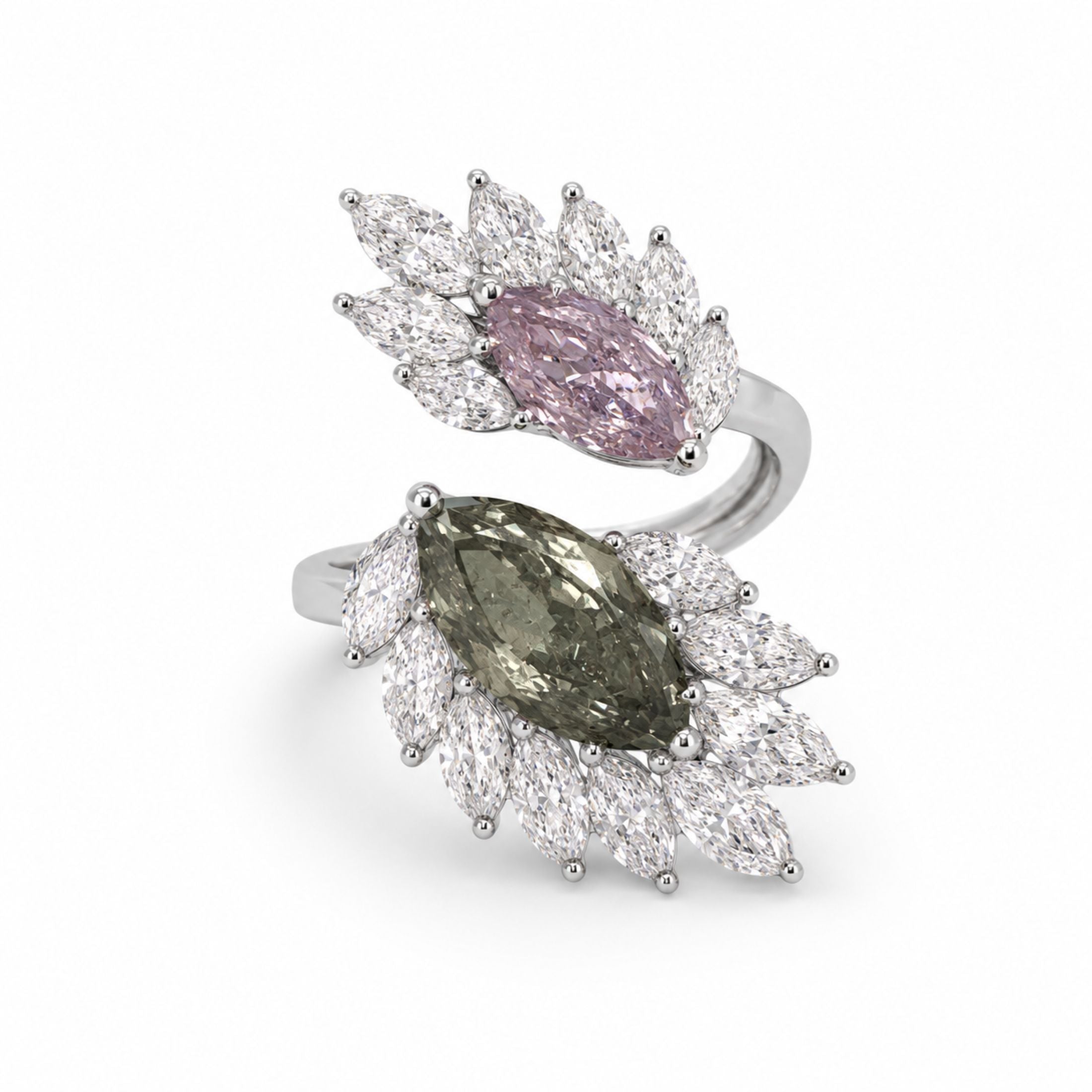 Giardini di Augusto 5.01 Carat Marquise Diamond Bypass Ring in 18K White Gold