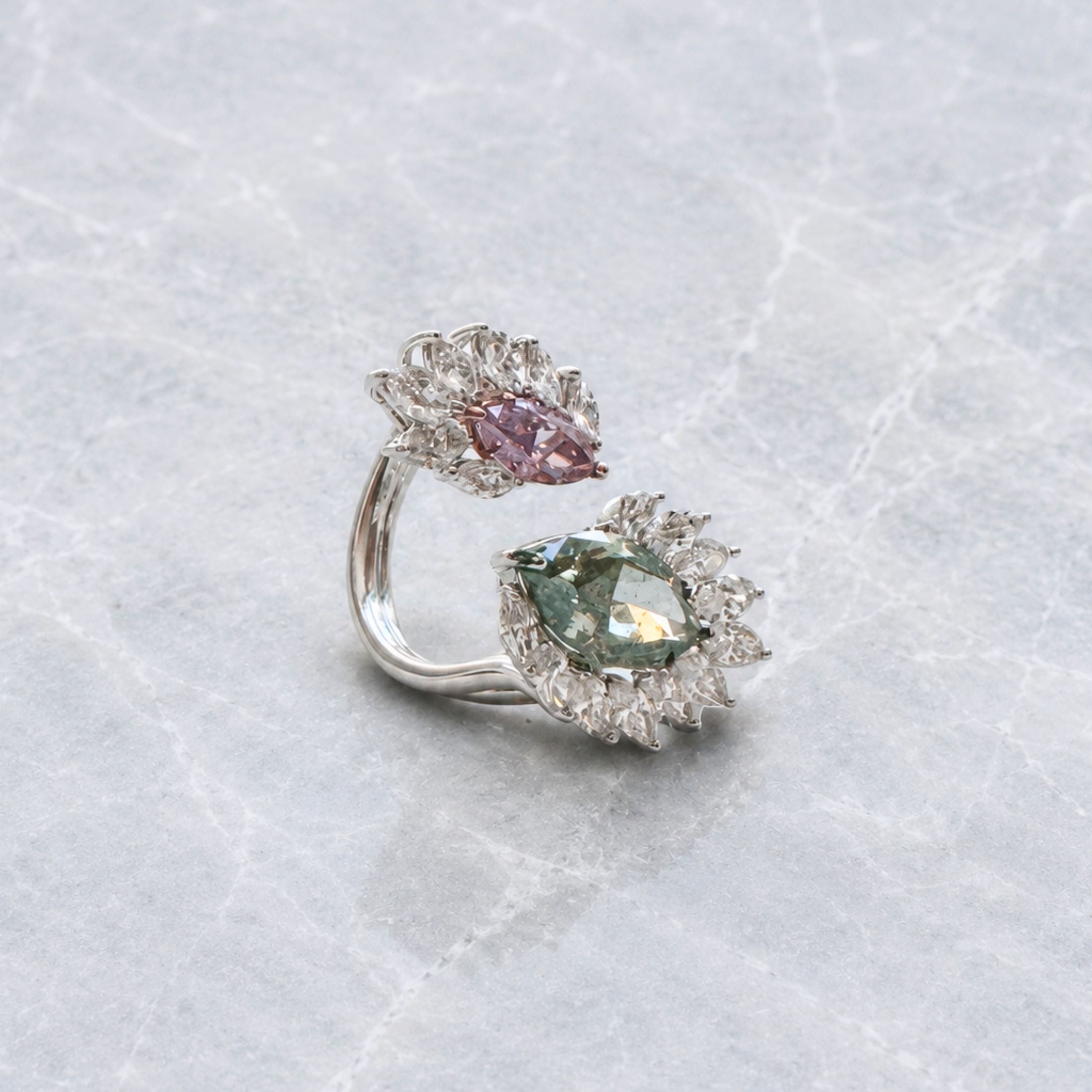 Giardini di Augusto 5.01 Carat Marquise Diamond Bypass Ring in 18K White Gold