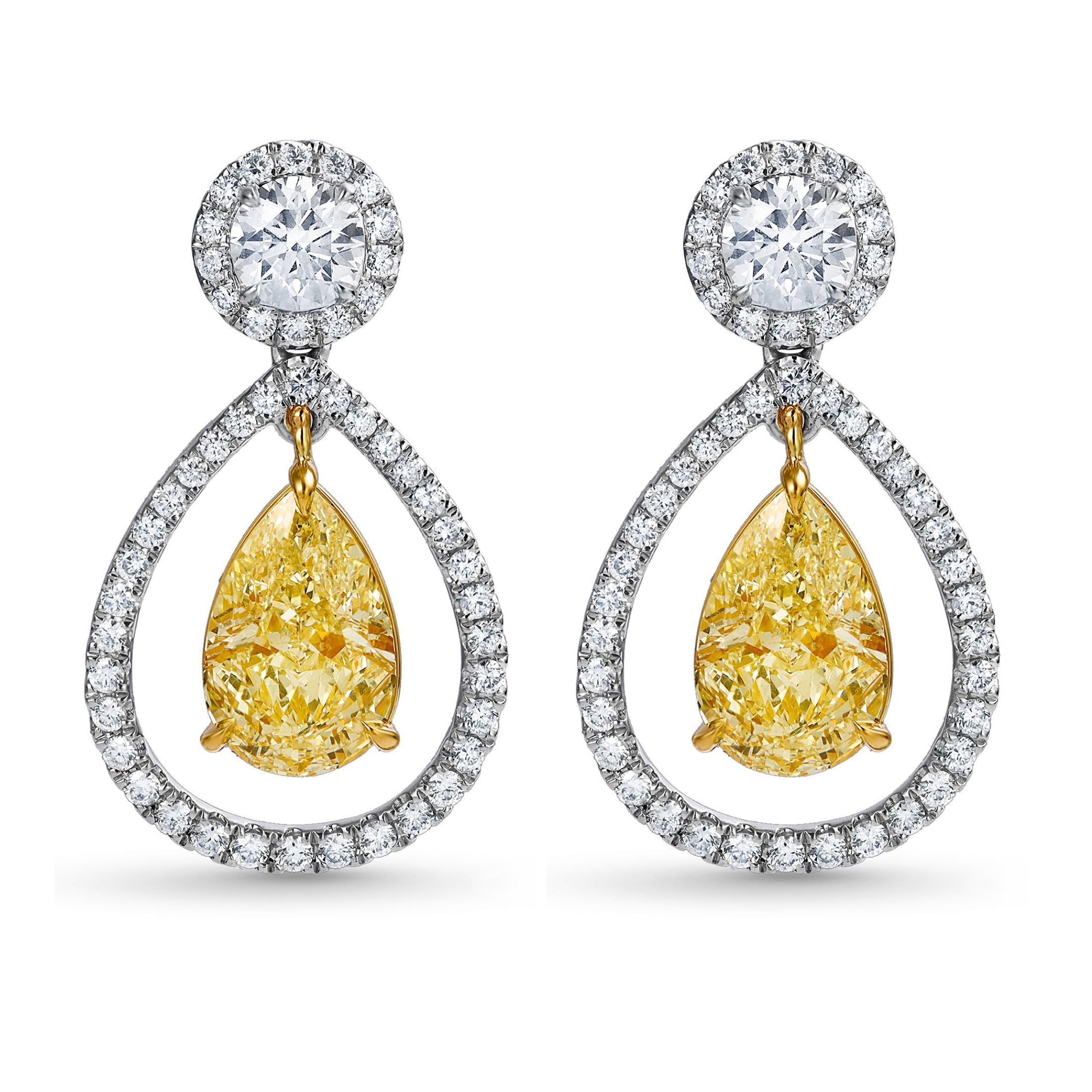 Gilded Drop 7.34 Carat Diamond Earrings in 18K Gold