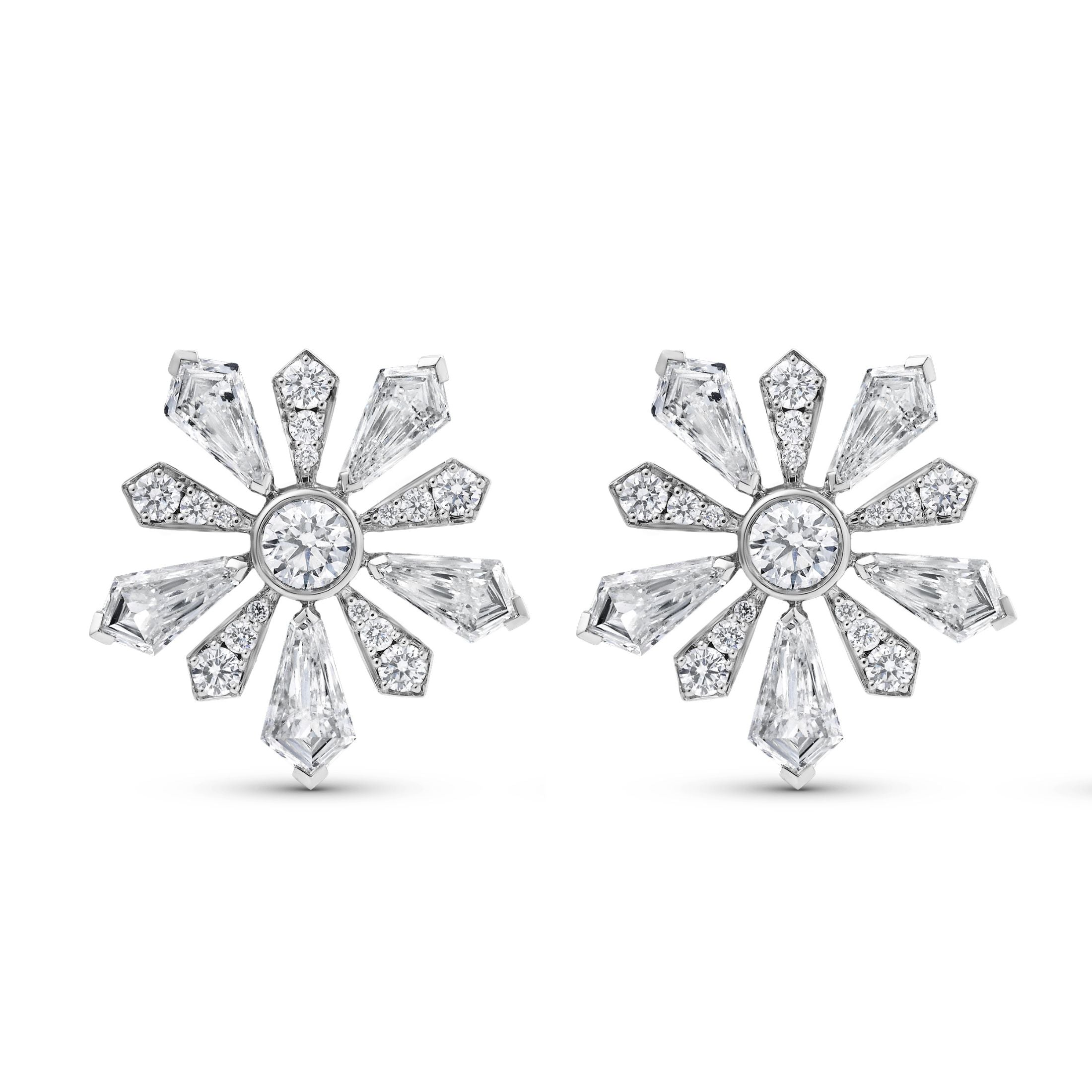 Glacial 3.13 Carat Diamond Stud Earrings in 18K White Gold