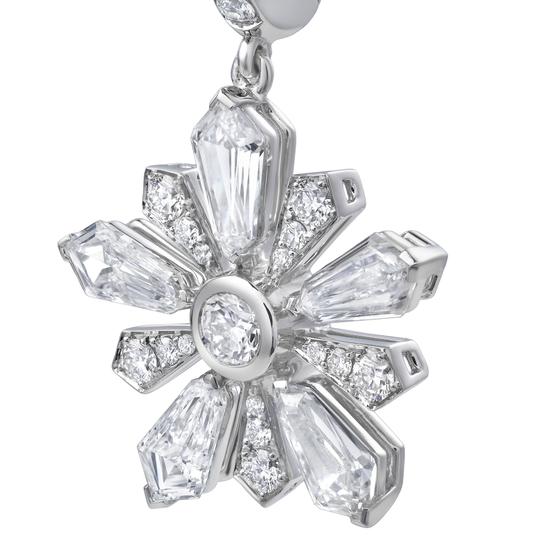 Glacial 3.94 Carat Diamond Drop Earring in 18K White Gold