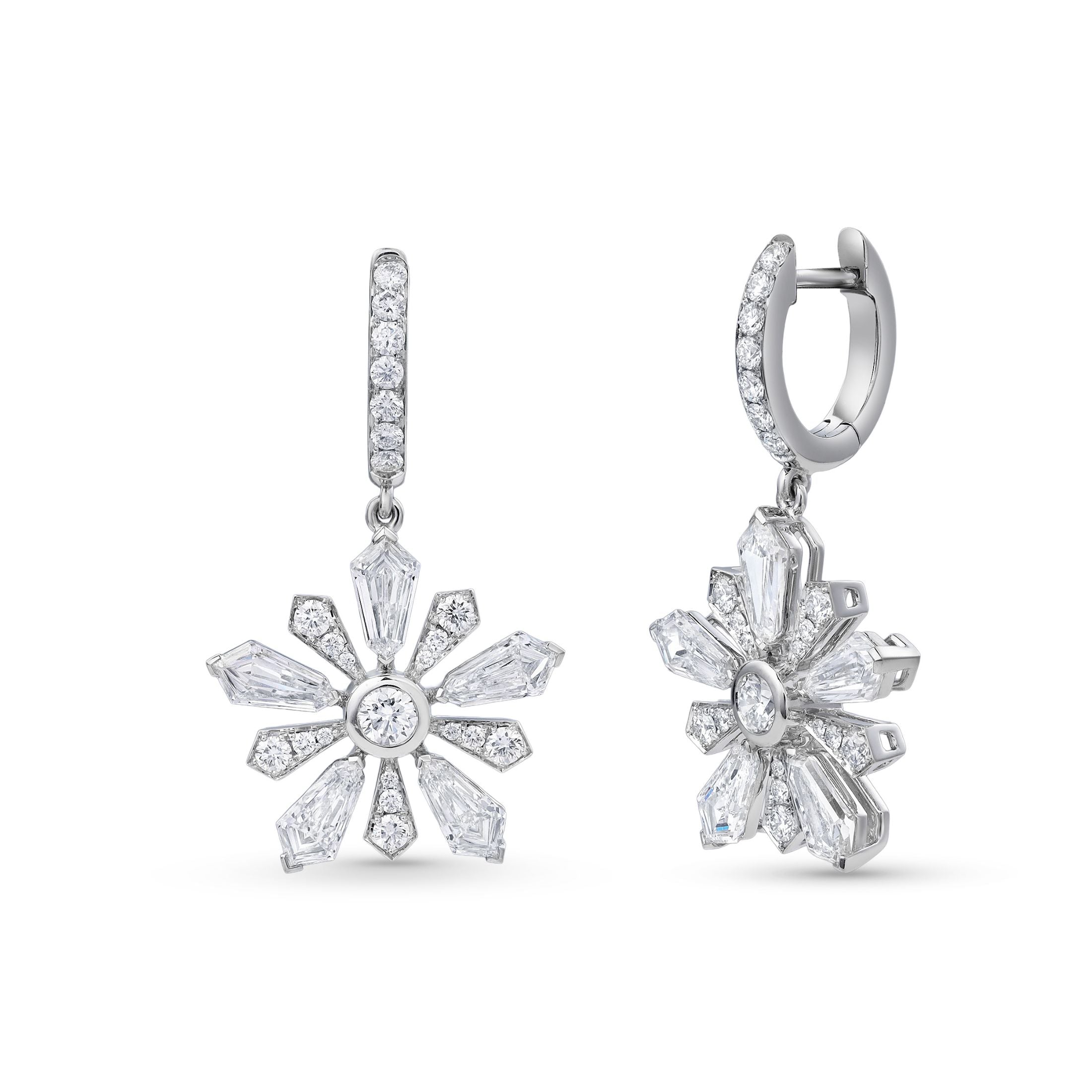 Glacial 3.94 Carat Diamond Drop Earring in 18K White Gold