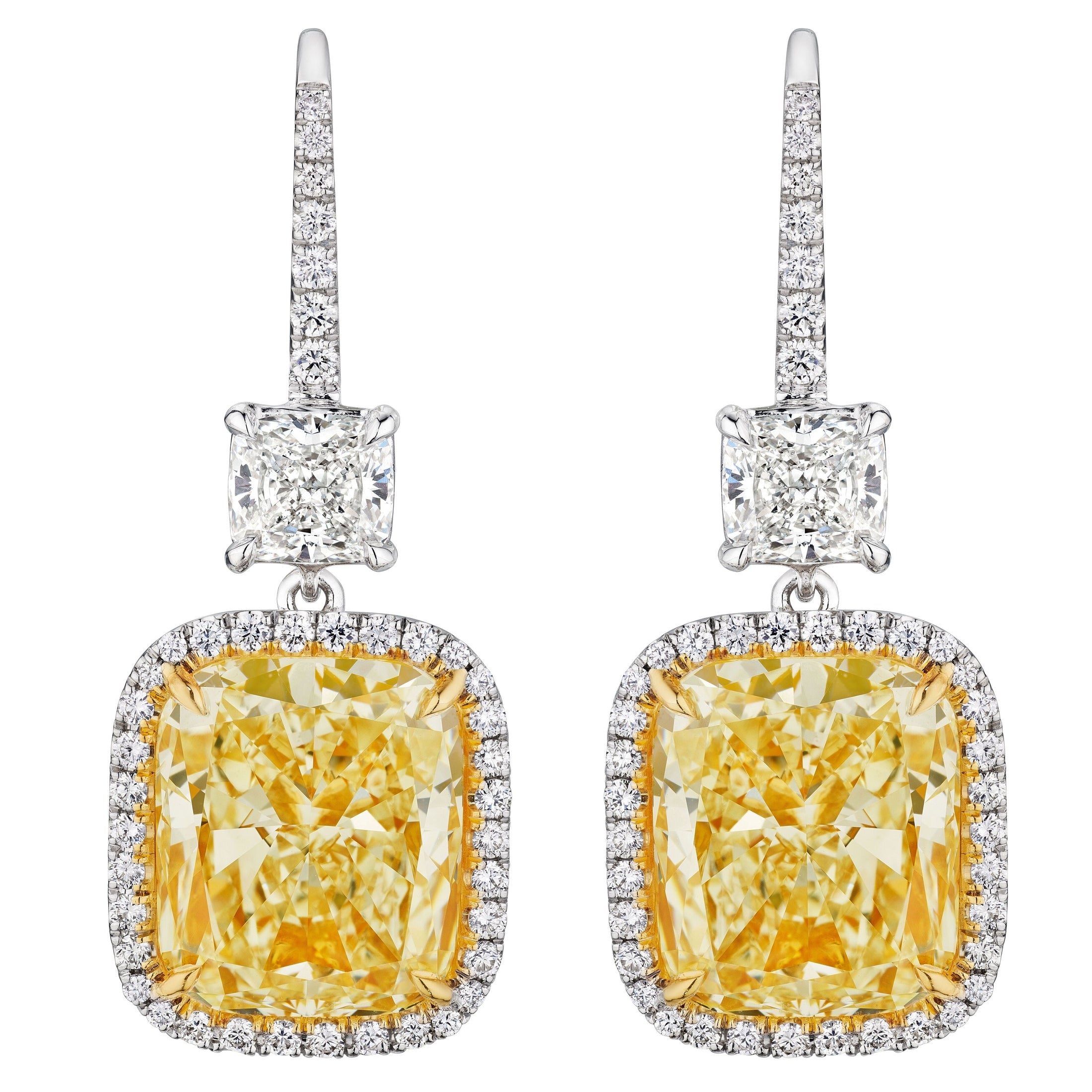 'Golden Brilliance' Light Yellow Drop Diamond Earrings, 8.5 CT Each Leviev Earrings 'Golden Brilliance' Light Yellow Drop Diamond Earrings, 8.5 CT Each Leviev Earrings 