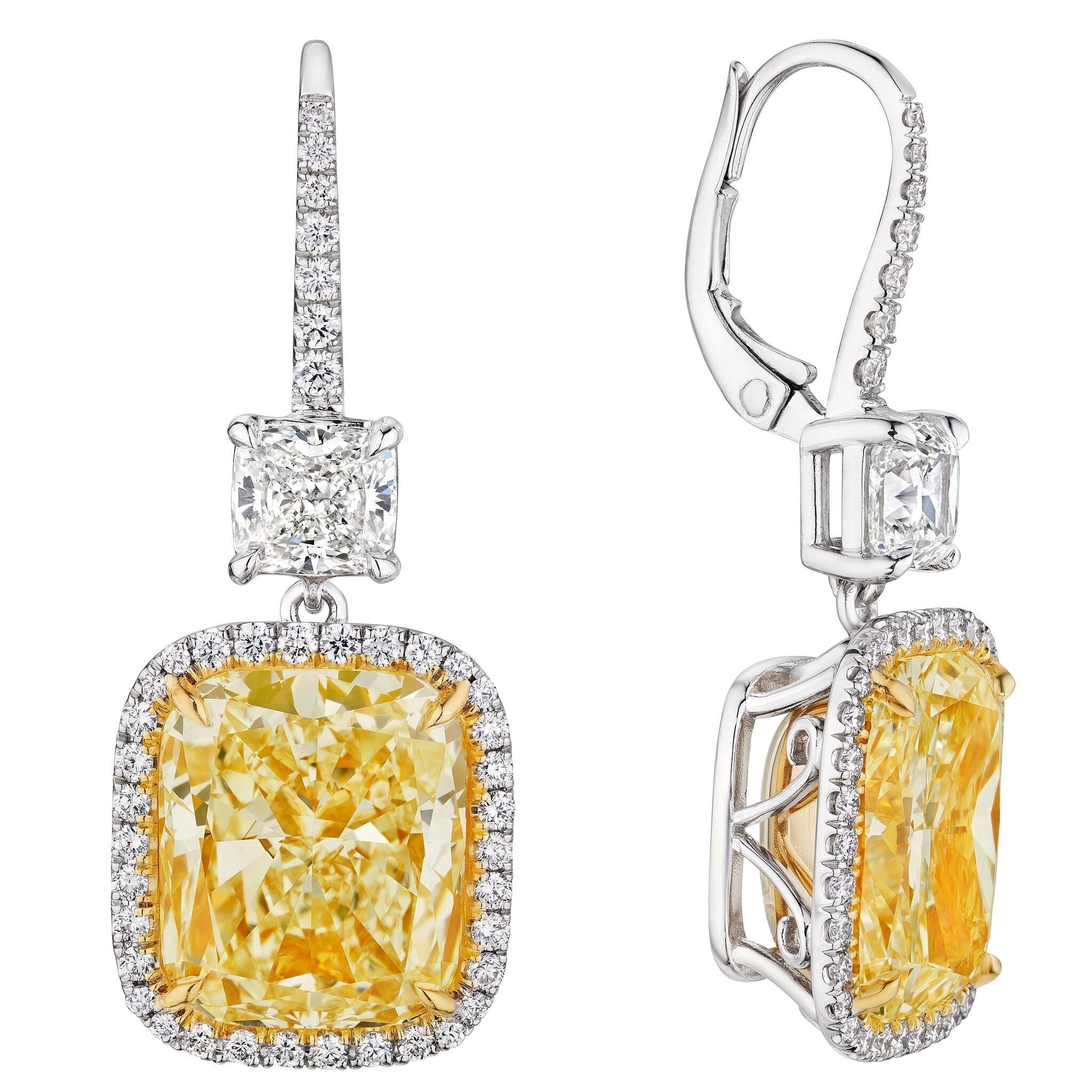'Golden Brilliance' Light Yellow Drop Diamond Earrings, 8.5 CT Each Leviev Earrings 'Golden Brilliance' Light Yellow Drop Diamond Earrings, 8.5 CT Each Leviev Earrings 