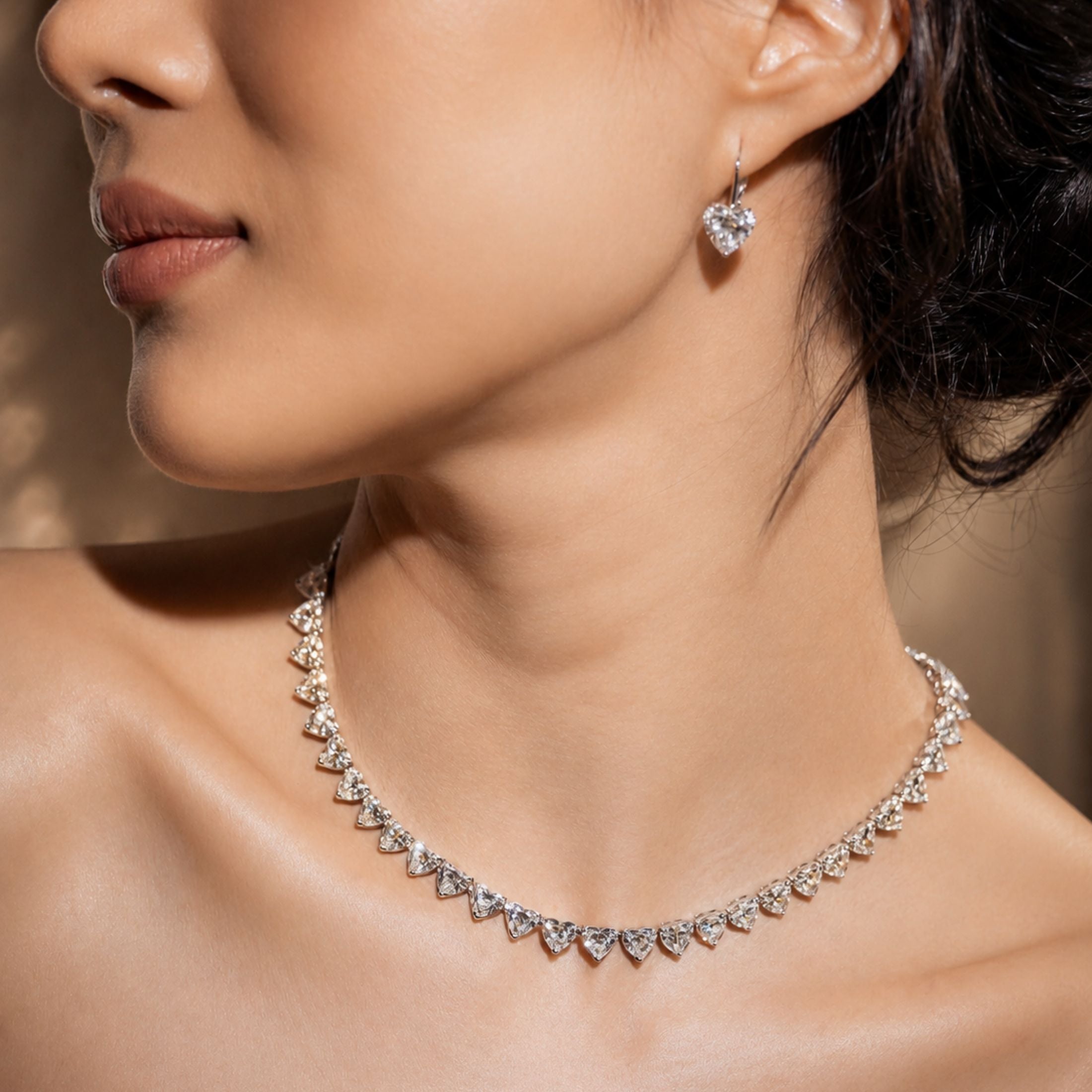 Hartwell 38.32 Carat Heart-Cut Diamond Rivière Necklace in Platinum