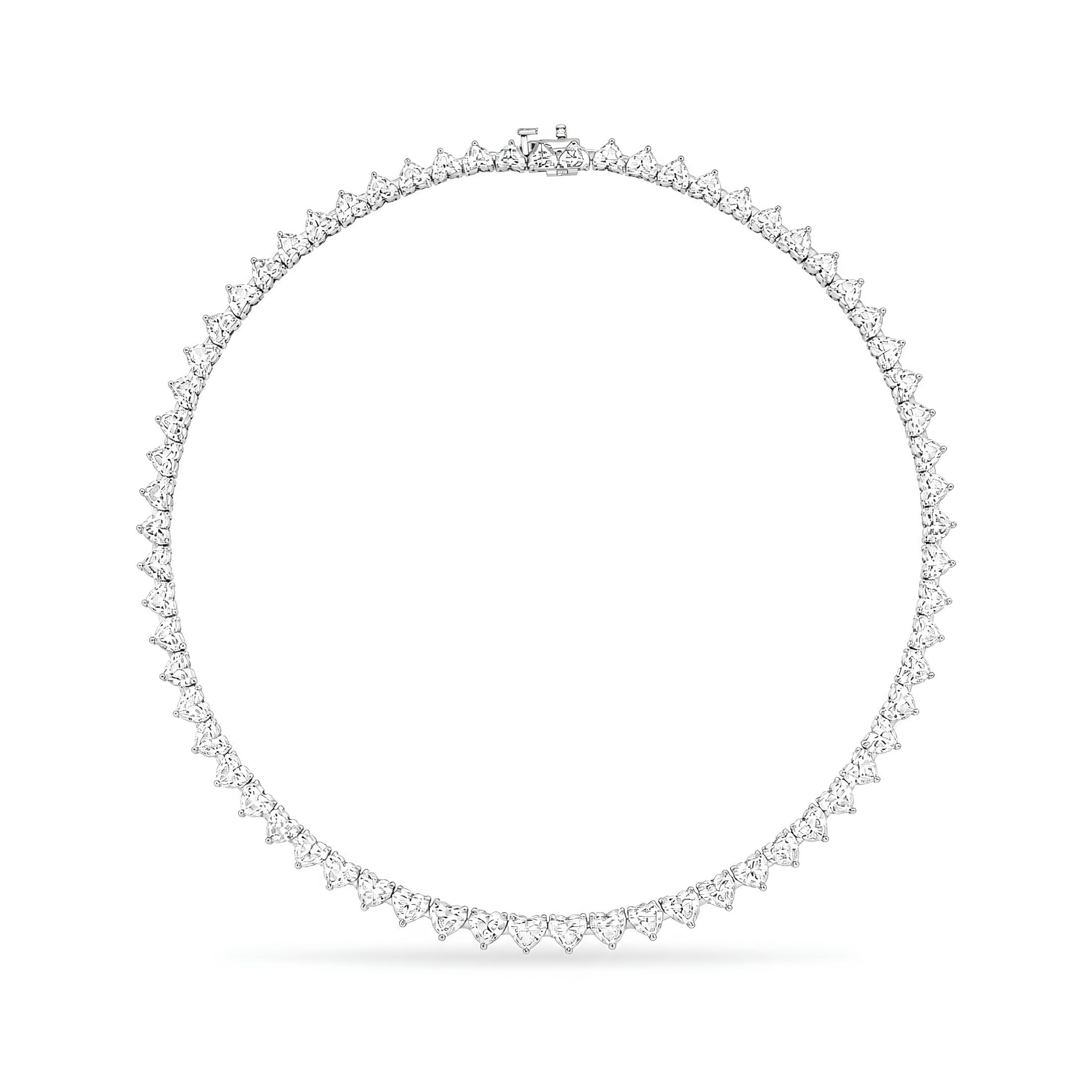 Hartwell 38.32 Carat Heart-Cut Diamond Rivière Necklace in Platinum