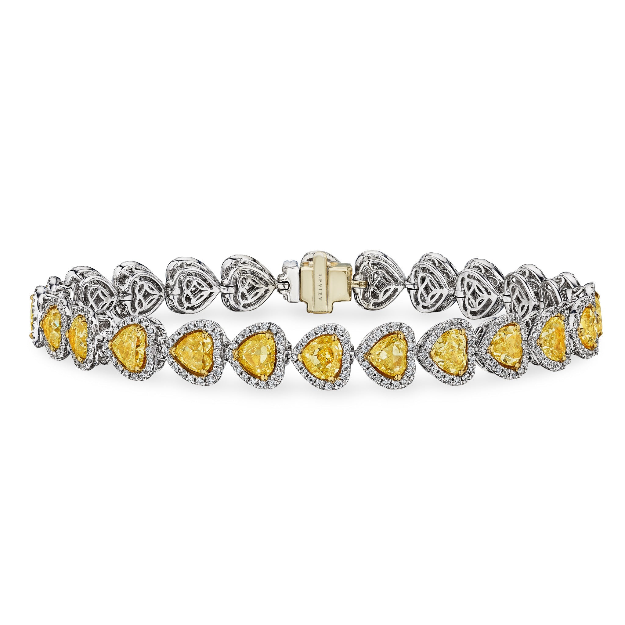 Heart Symphony Yellow Diamond Tennis Bracelet in 18k White Gold Leviev Bracelets Bracelets, Leviev Leviev 