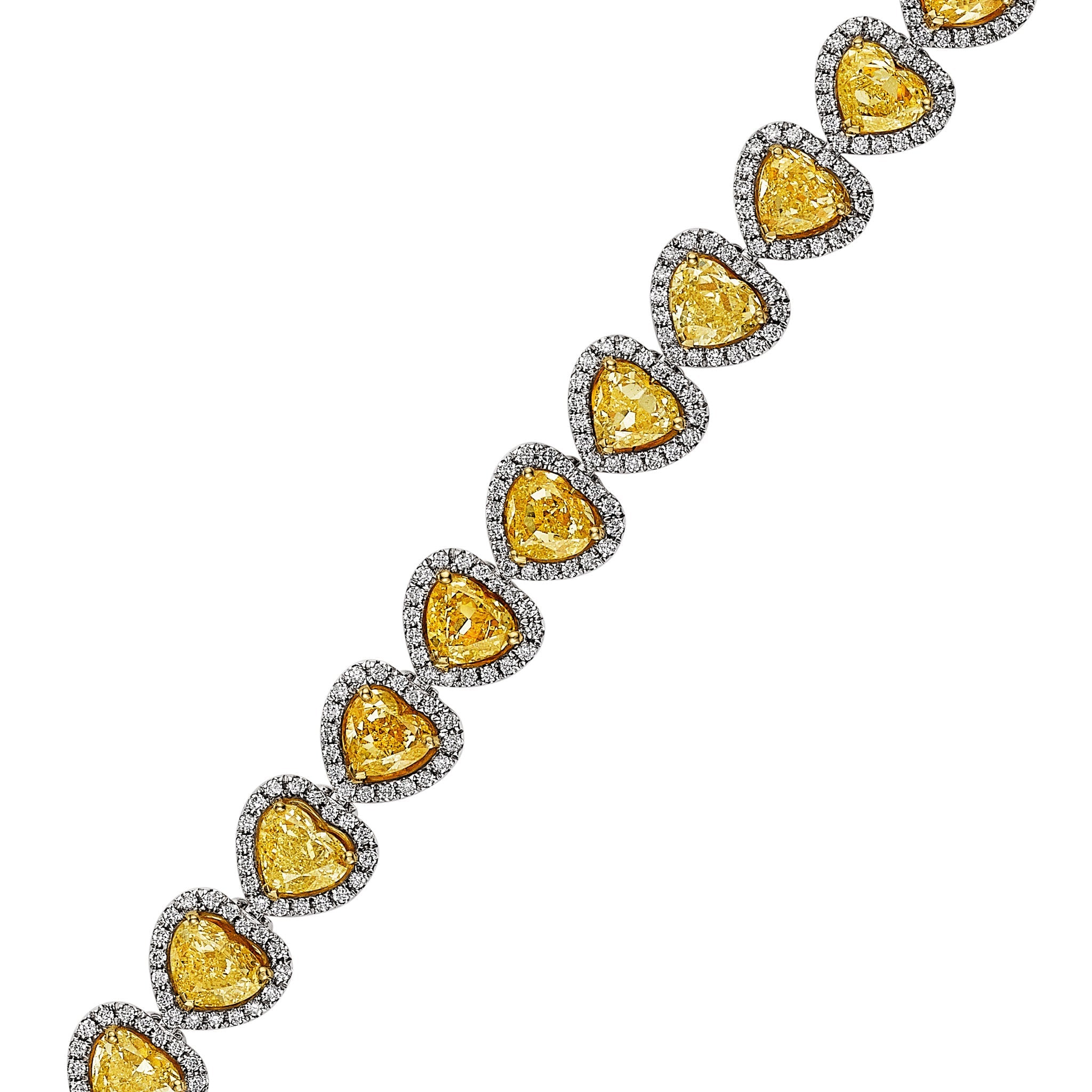 Heart Symphony Yellow Diamond Tennis Bracelet in 18k White Gold Leviev Bracelets Bracelets, Leviev Leviev 