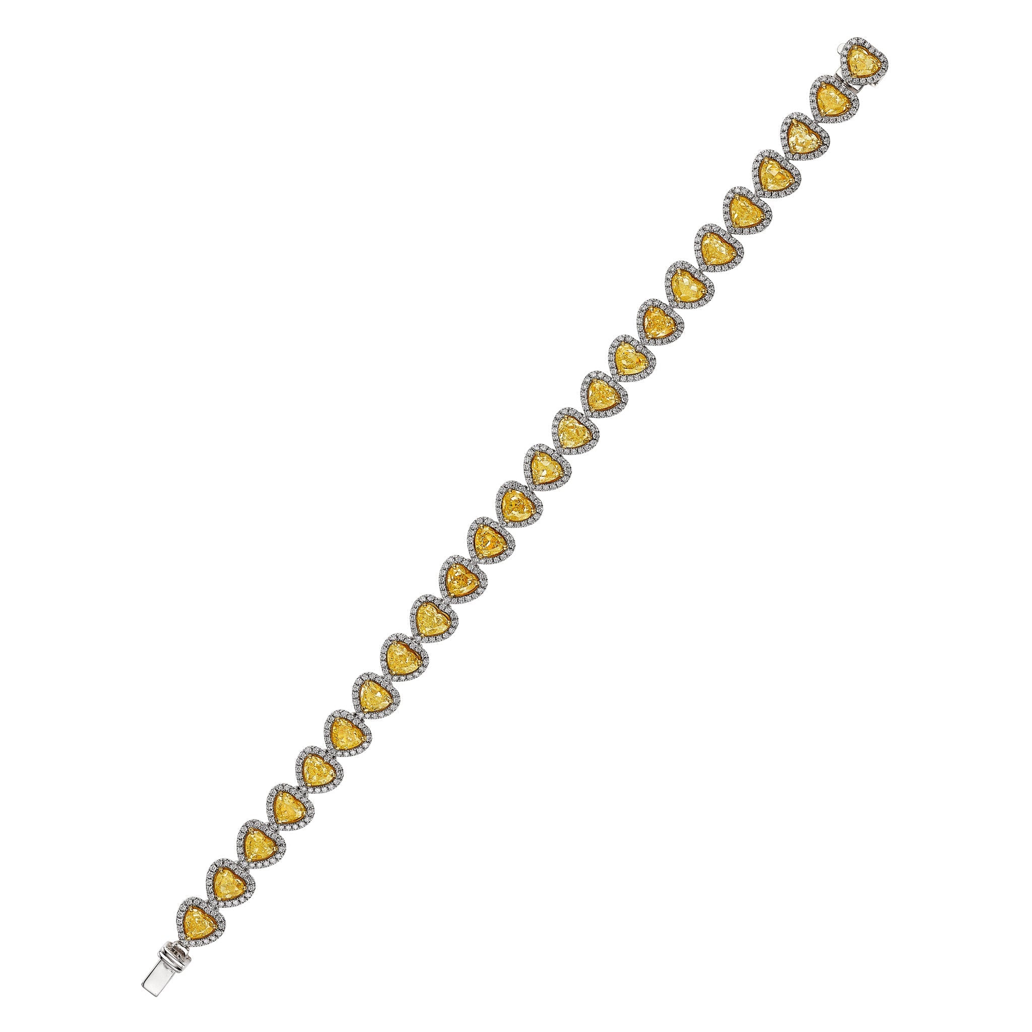 Heart Symphony Yellow Diamond Tennis Bracelet in 18k White Gold Leviev Bracelets Bracelets, Leviev Leviev 