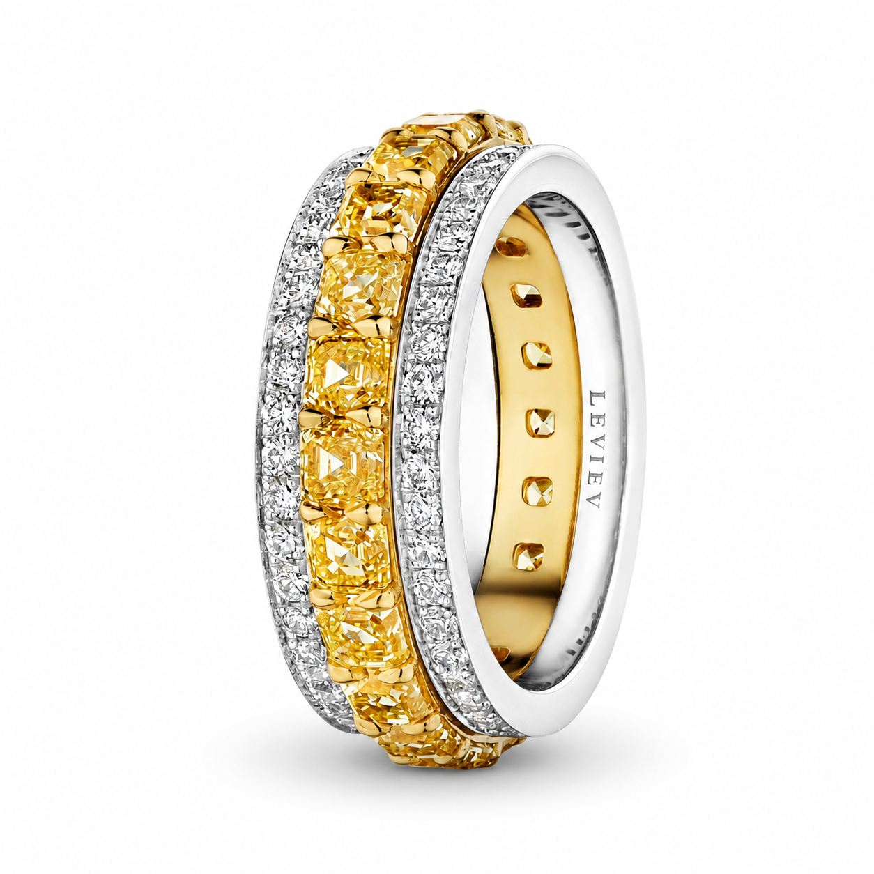 Highgate 5.02 Carat Fancy Intense Yellow Diamond Band in 18K Yellow Gold & Platinum