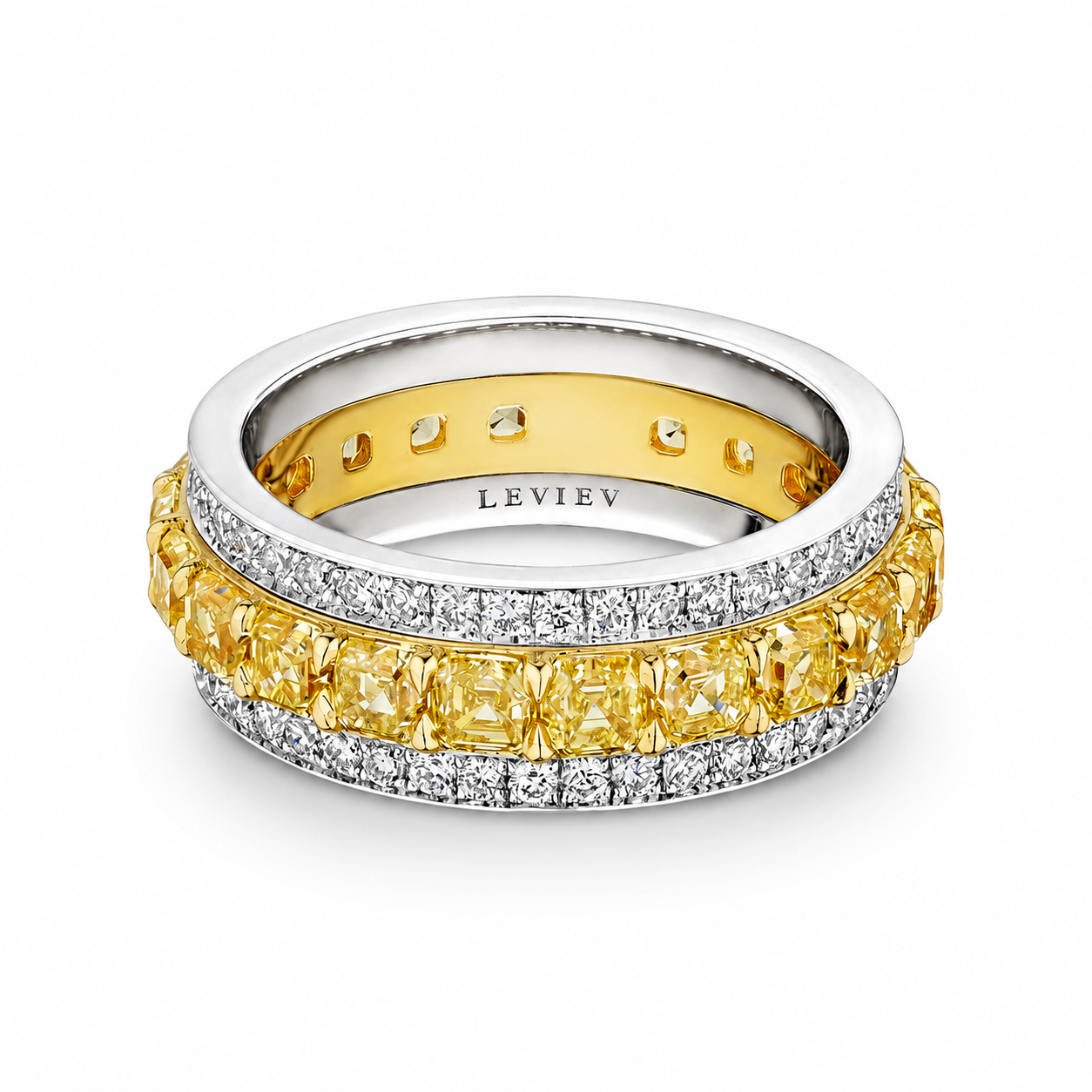 Highgate 5.02 Carat Fancy Intense Yellow Diamond Band in 18K Yellow Gold & Platinum