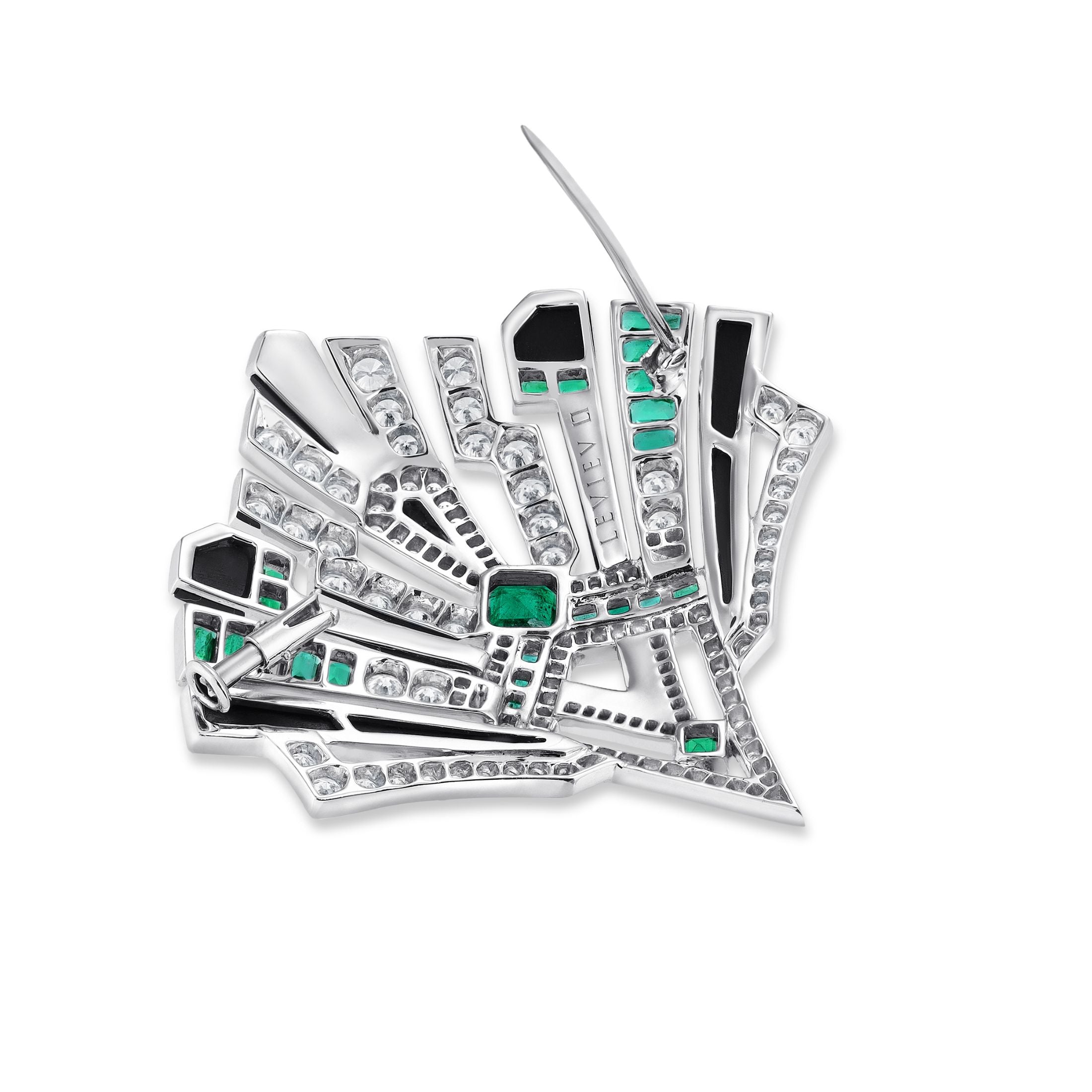 Hudson 8.06 Carat Emerald & Diamond Brooch in 18K White Gold