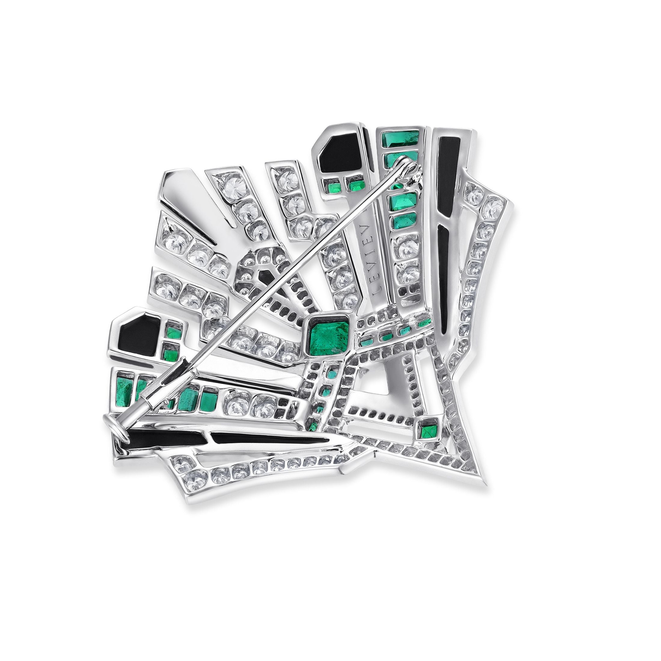 Hudson 8.06 Carat Emerald & Diamond Brooch in 18K White Gold