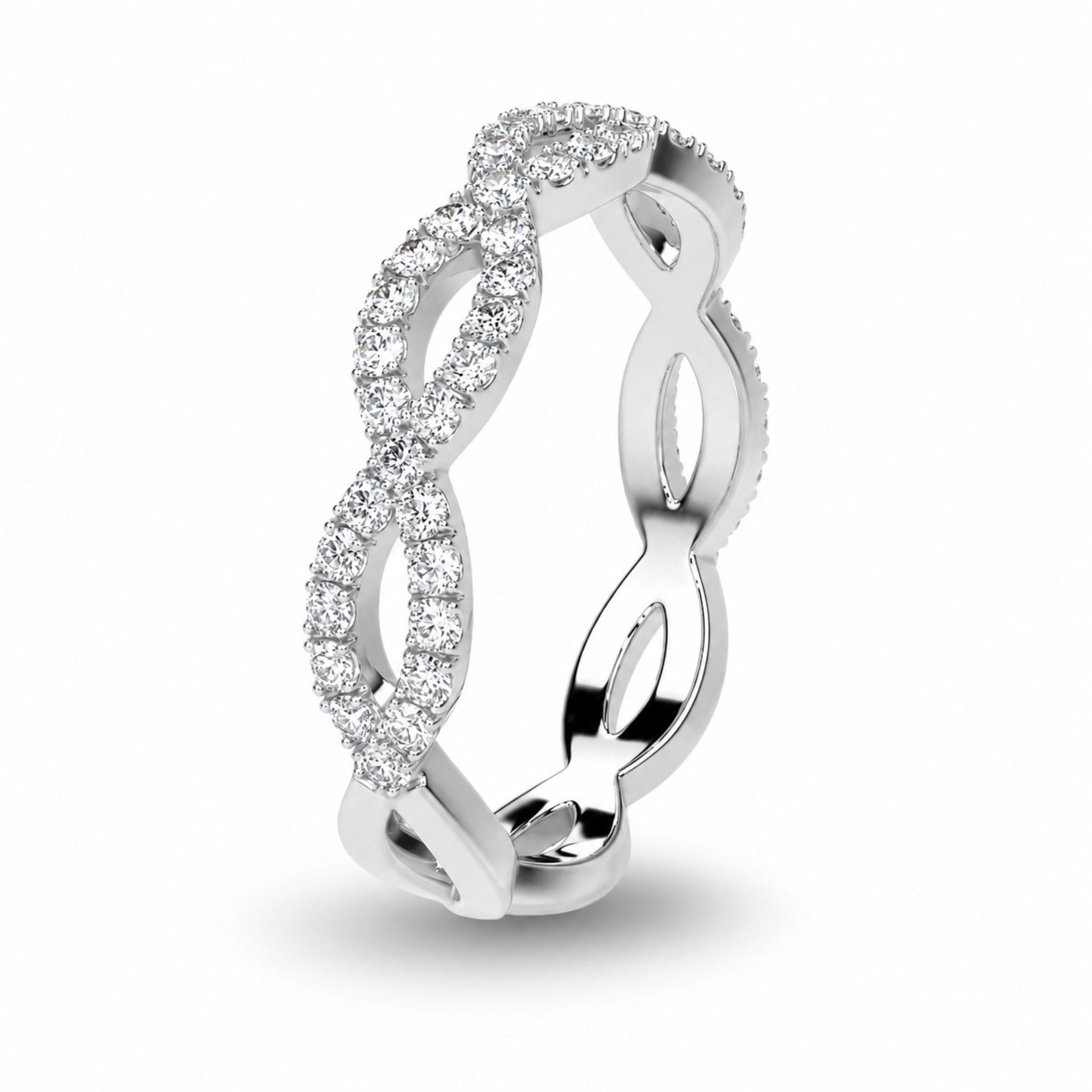 Leviev Infinity diamond braided ring three-quarter twisted detail