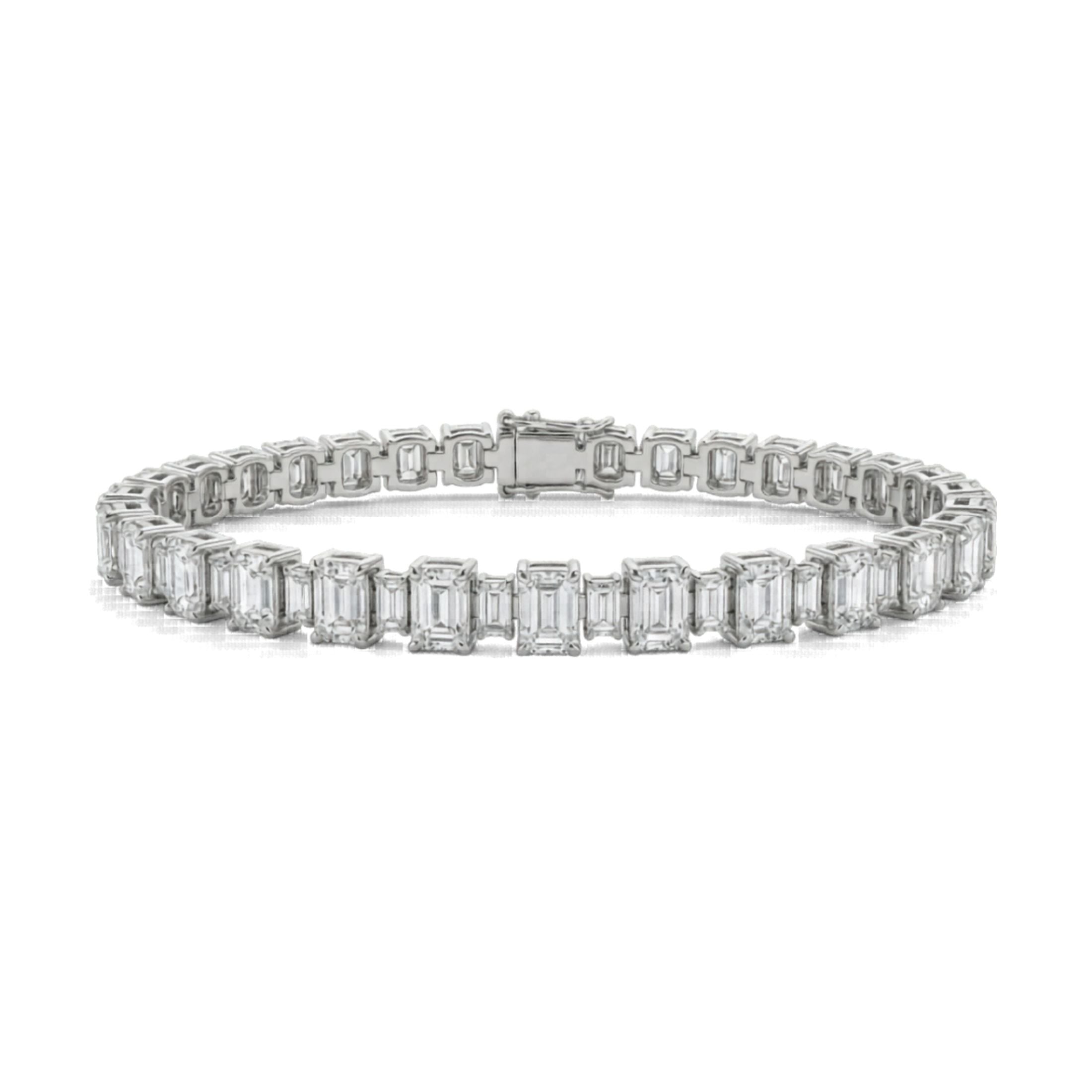 Leviev Isidora hinged clasp emerald cut diamond bracelet seamless geometric design