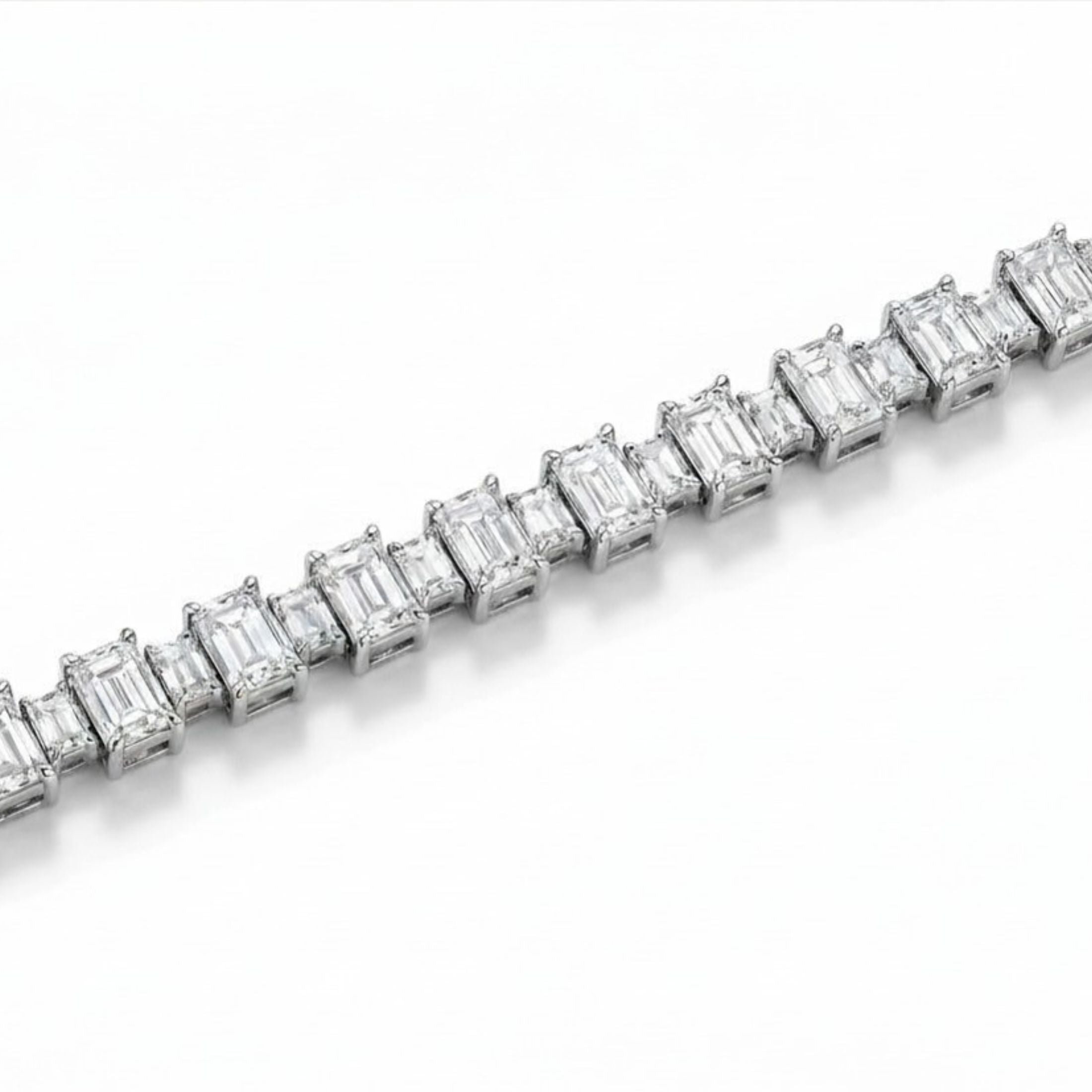 Leviev Isidora emerald cut diamond bracelet 18K white gold close-up step-cut facets